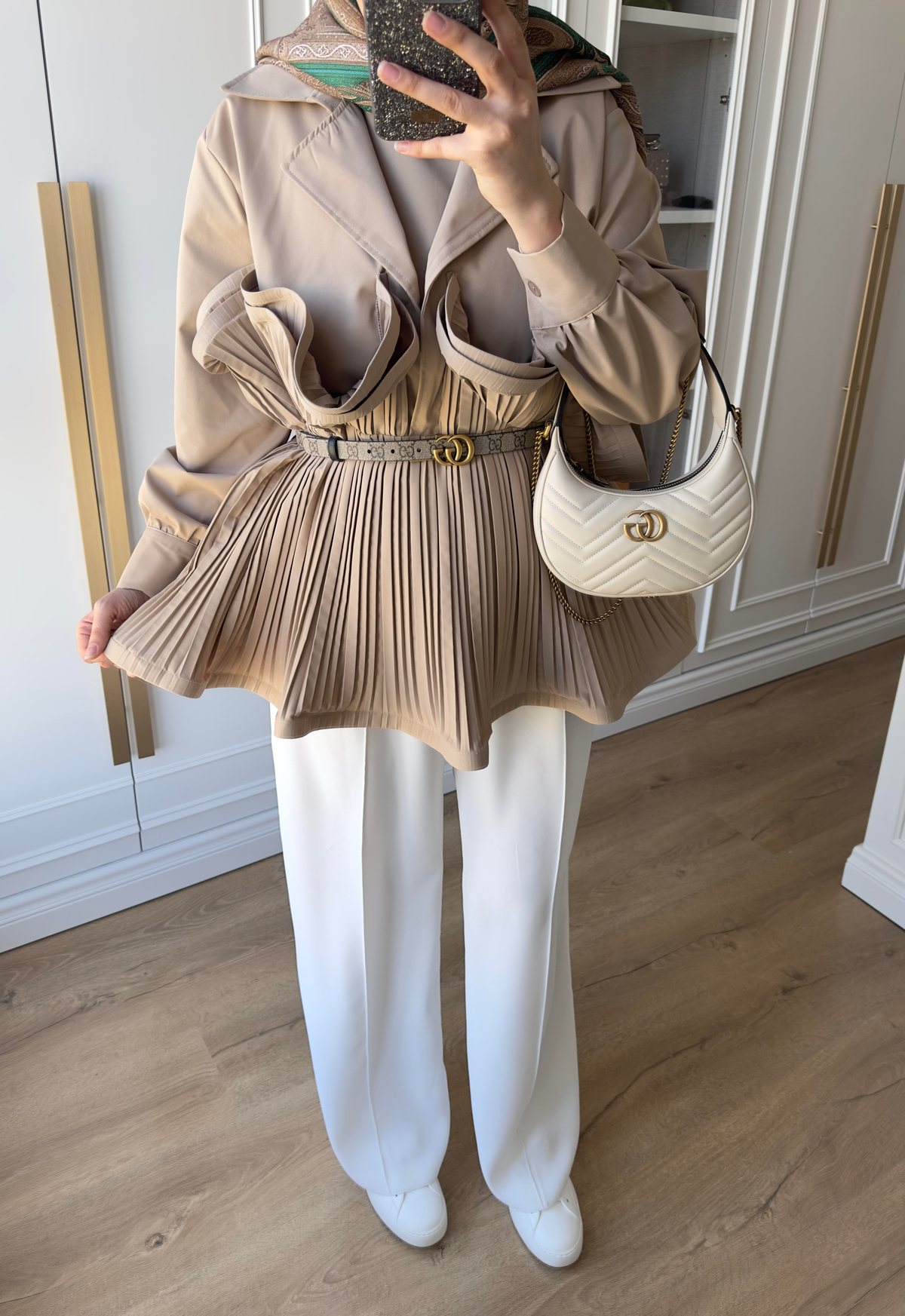 Premium Piliseli Tasarım Ceket Vizon