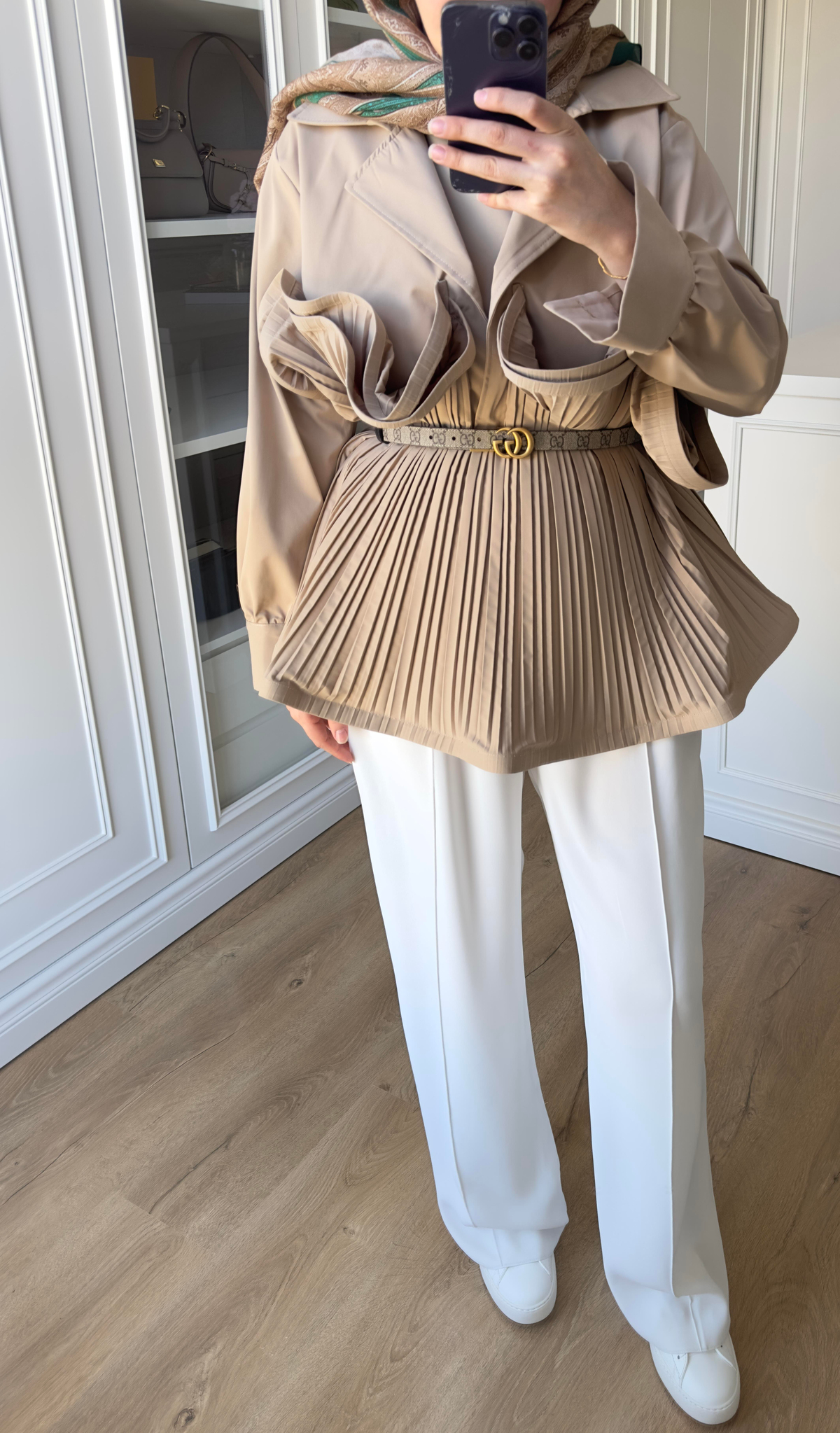 Premium Piliseli Tasarım Ceket Vizon