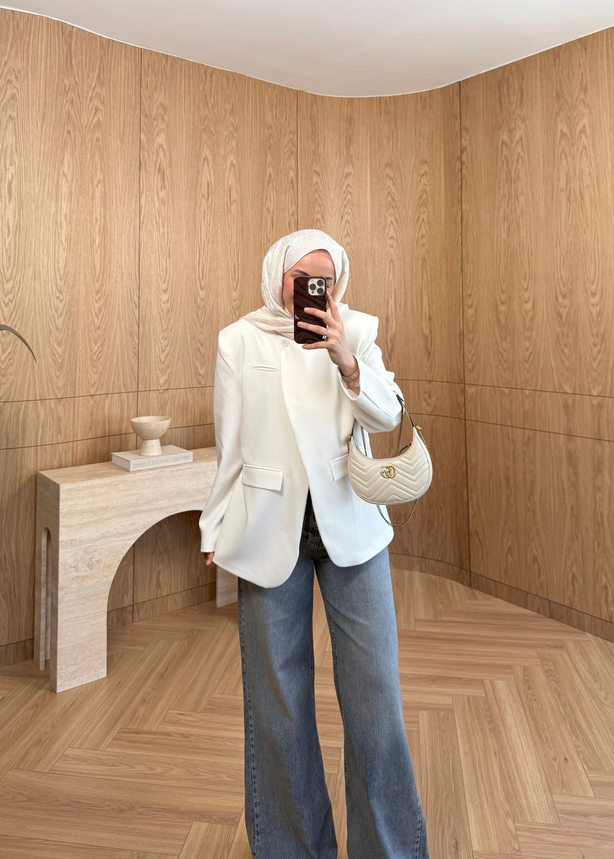 Premium Tek Düğmeli Blazer Ekru