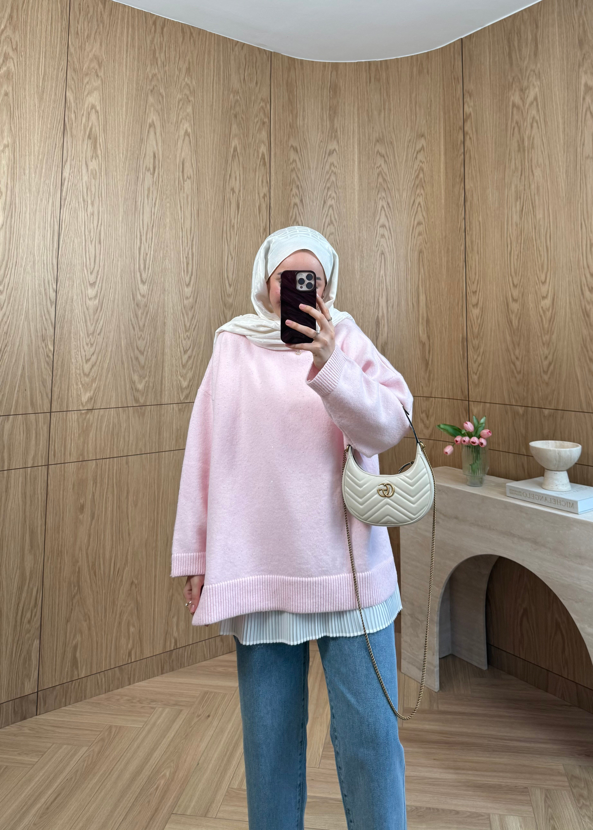 Pullu Triko Kazak Pembe