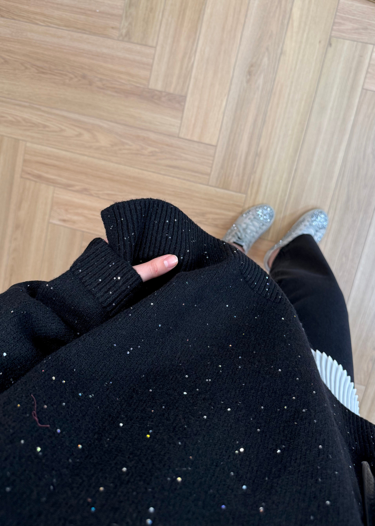 Pullu Triko Kazak Siyah