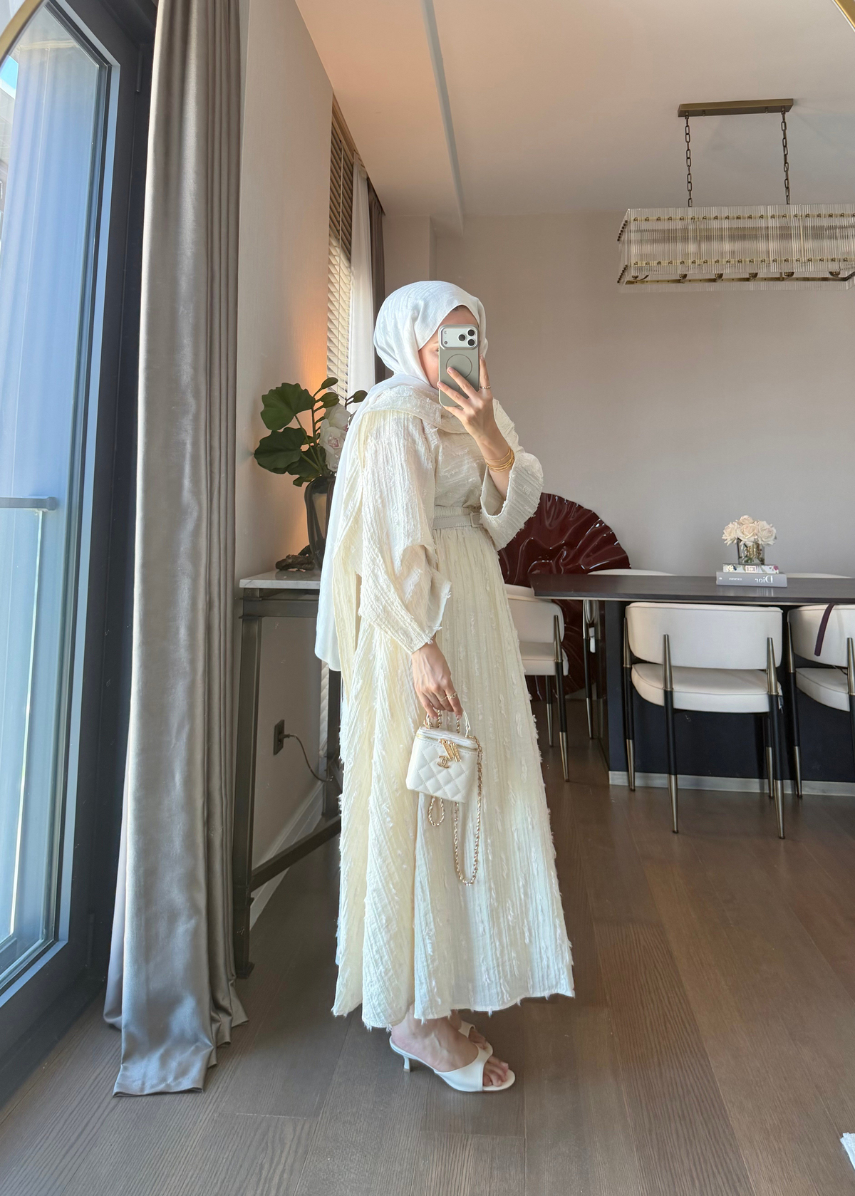 Püsküllü Dokuma Kumaş İkili Takım Sarı