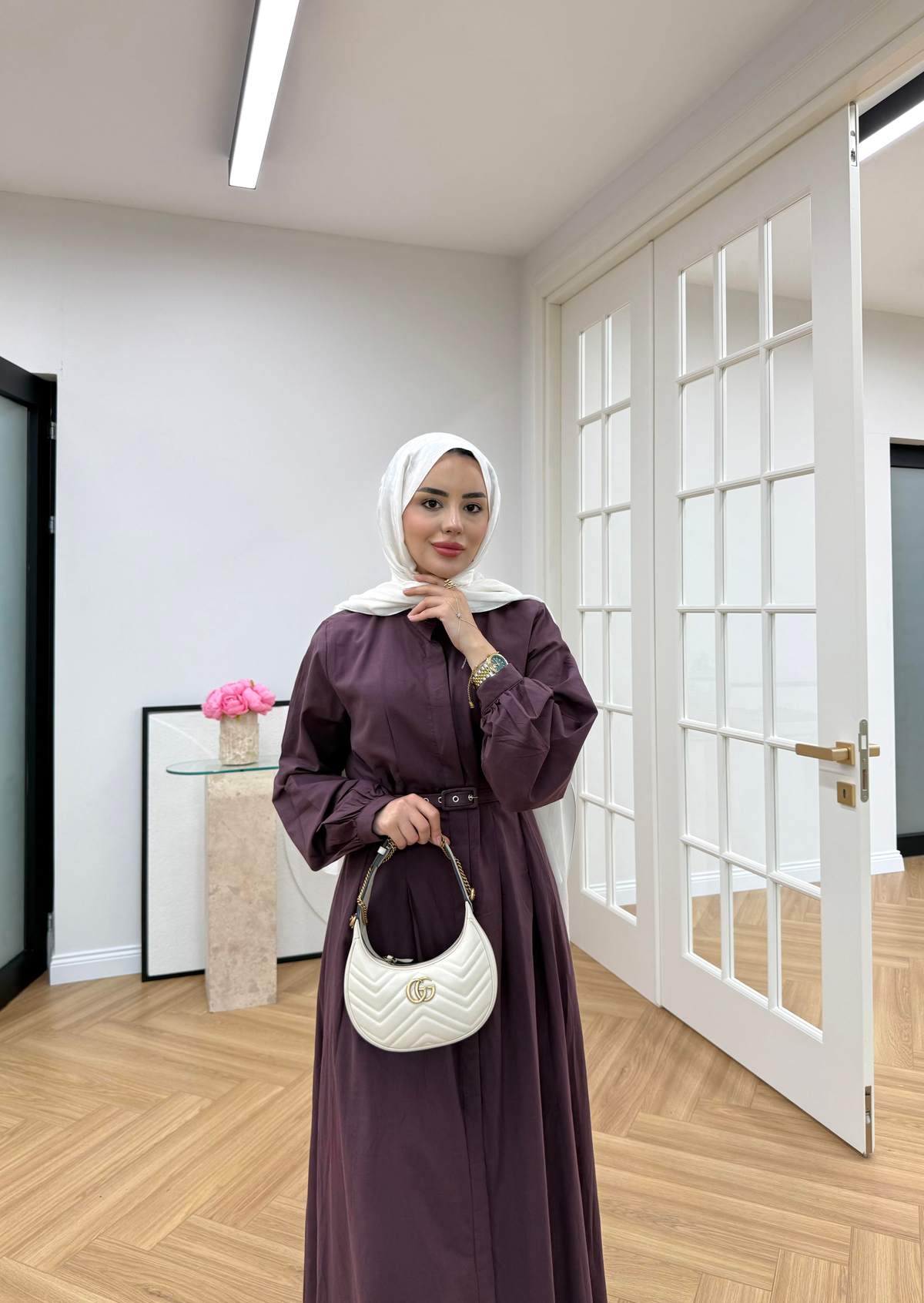 Sage Belden Oturtmalı Elbise Bordo