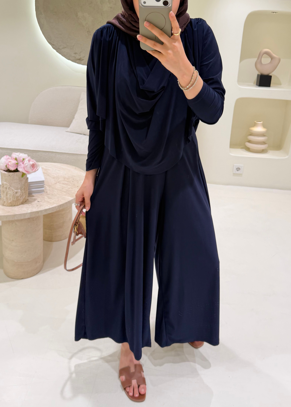 Şal Detaylı Sandy Takım Lacivert