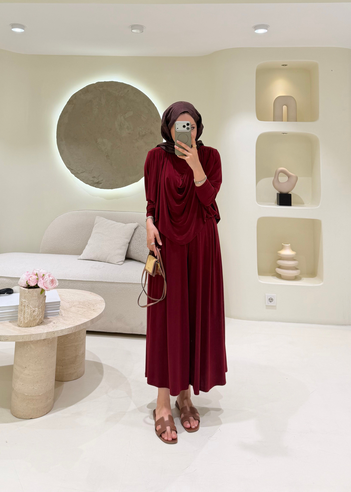 Şal Detaylı Sandy Takım Mürdüm