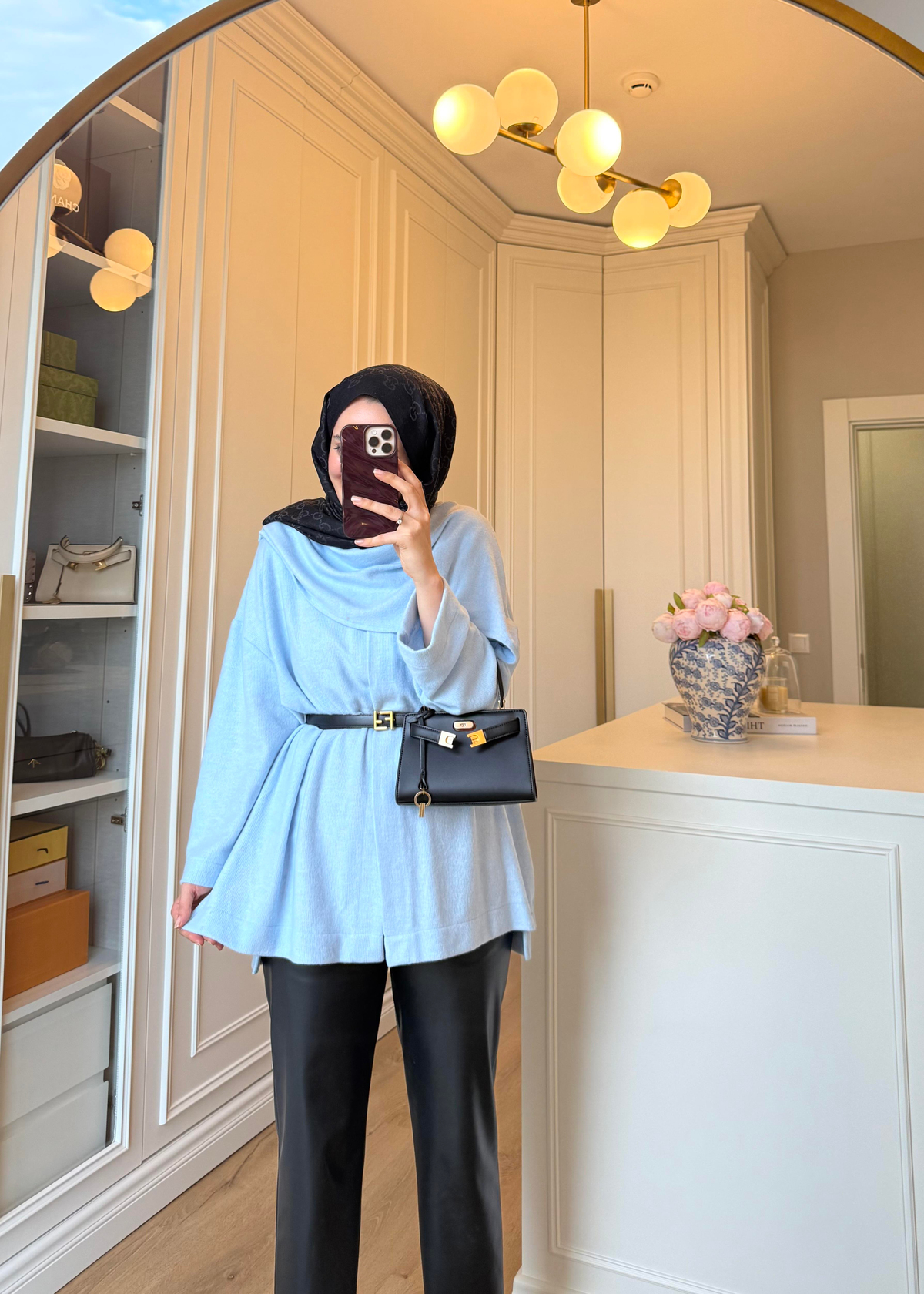 Şal Kapama Detaylı Hırka Bebe Mavi