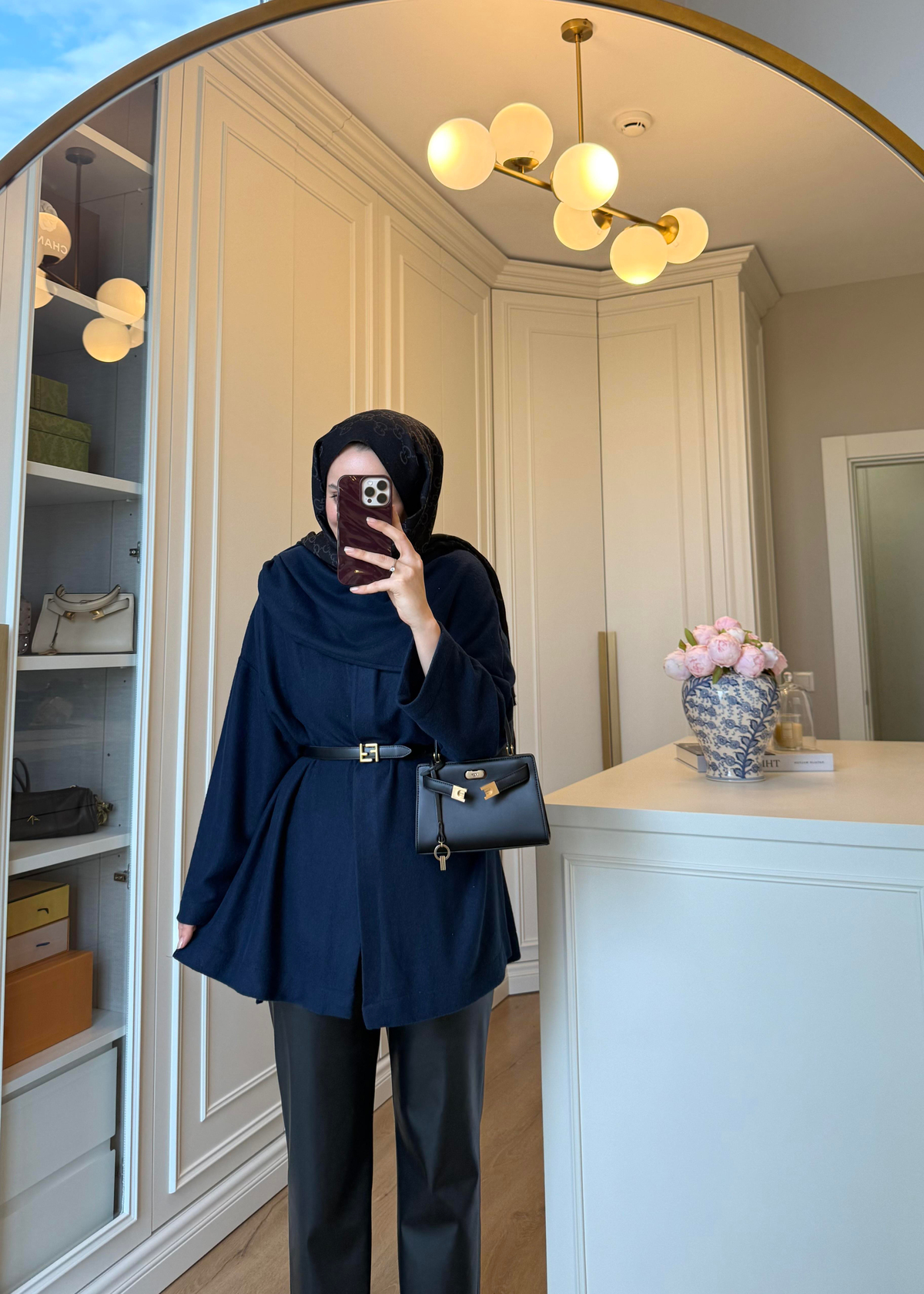 Şal Kapama Detaylı Hırka Lacivert