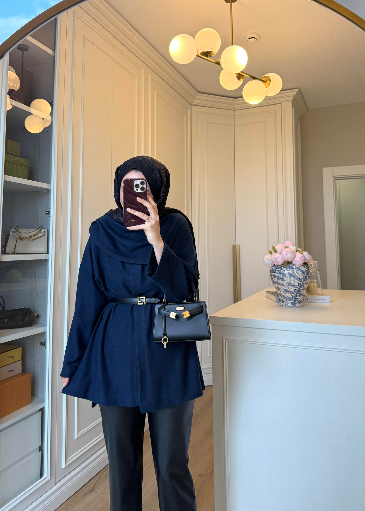 Şal Kapama Detaylı Hırka Lacivert