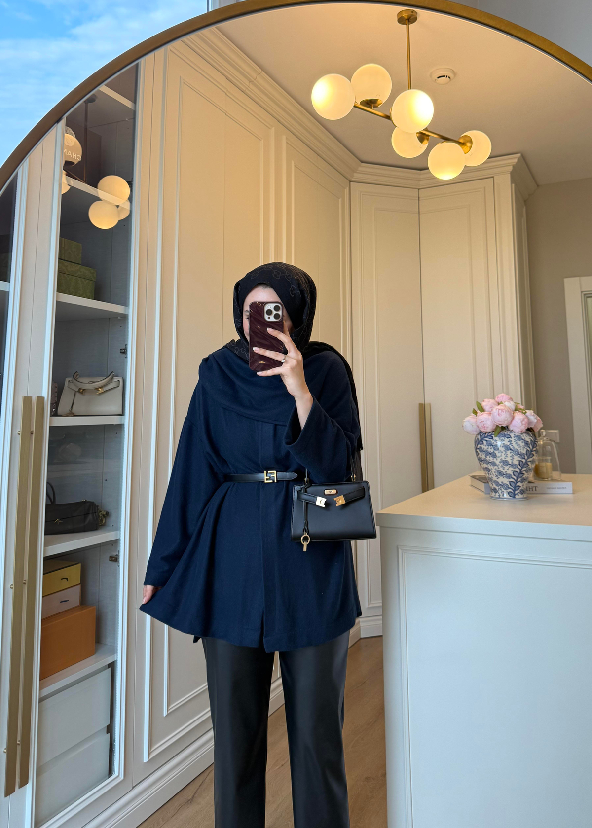 Şal Kapama Detaylı Hırka Lacivert