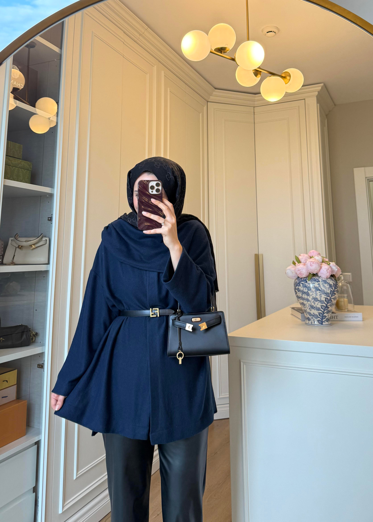 Şal Kapama Detaylı Hırka Lacivert