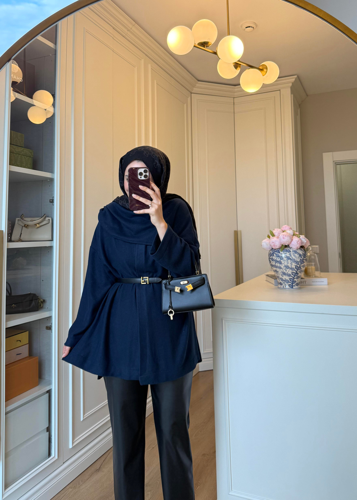 Şal Kapama Detaylı Hırka Lacivert