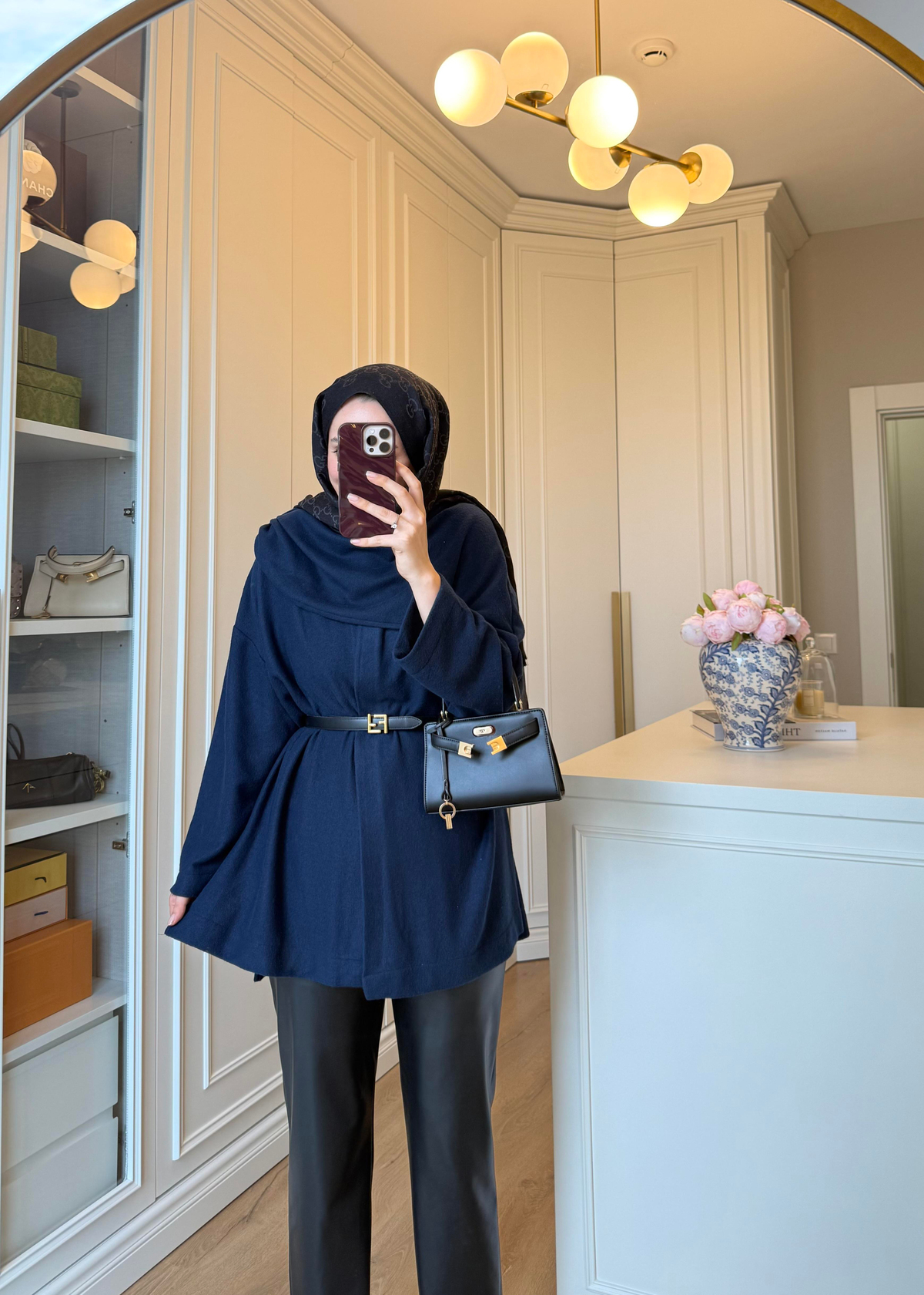 Şal Kapama Detaylı Hırka Lacivert