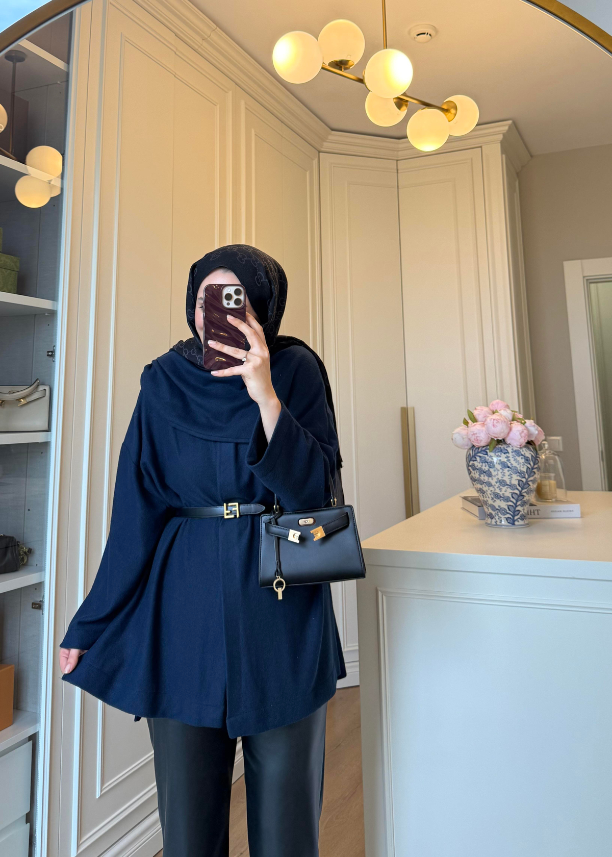 Şal Kapama Detaylı Hırka Lacivert