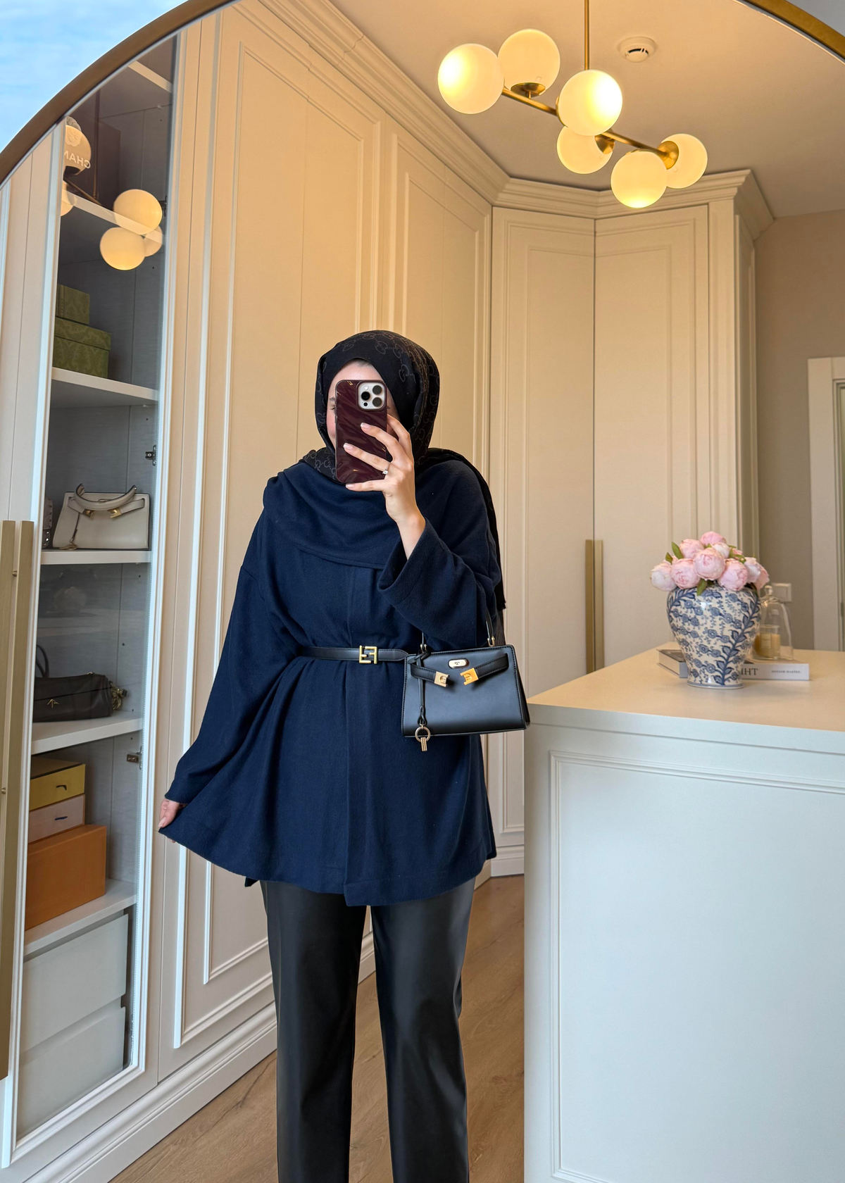 Şal Kapama Detaylı Hırka Lacivert