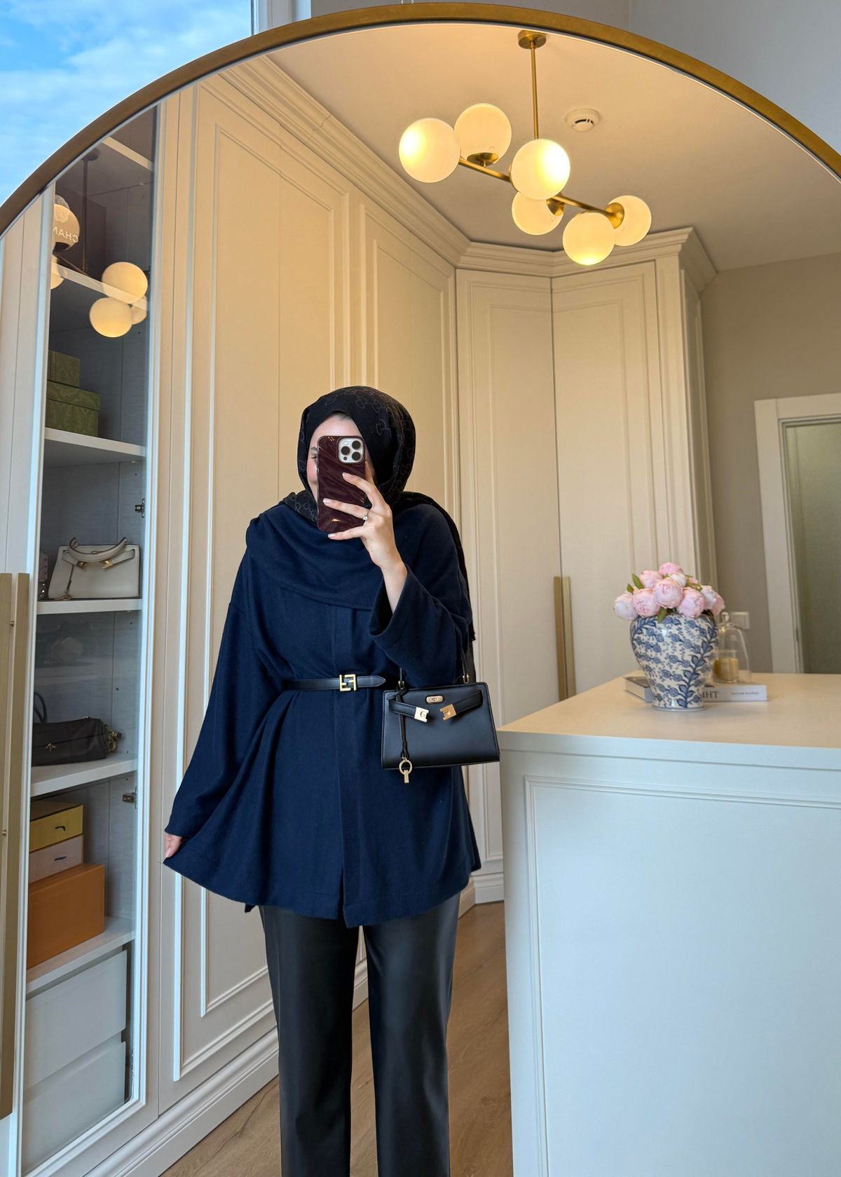 Şal Kapama Detaylı Hırka Lacivert