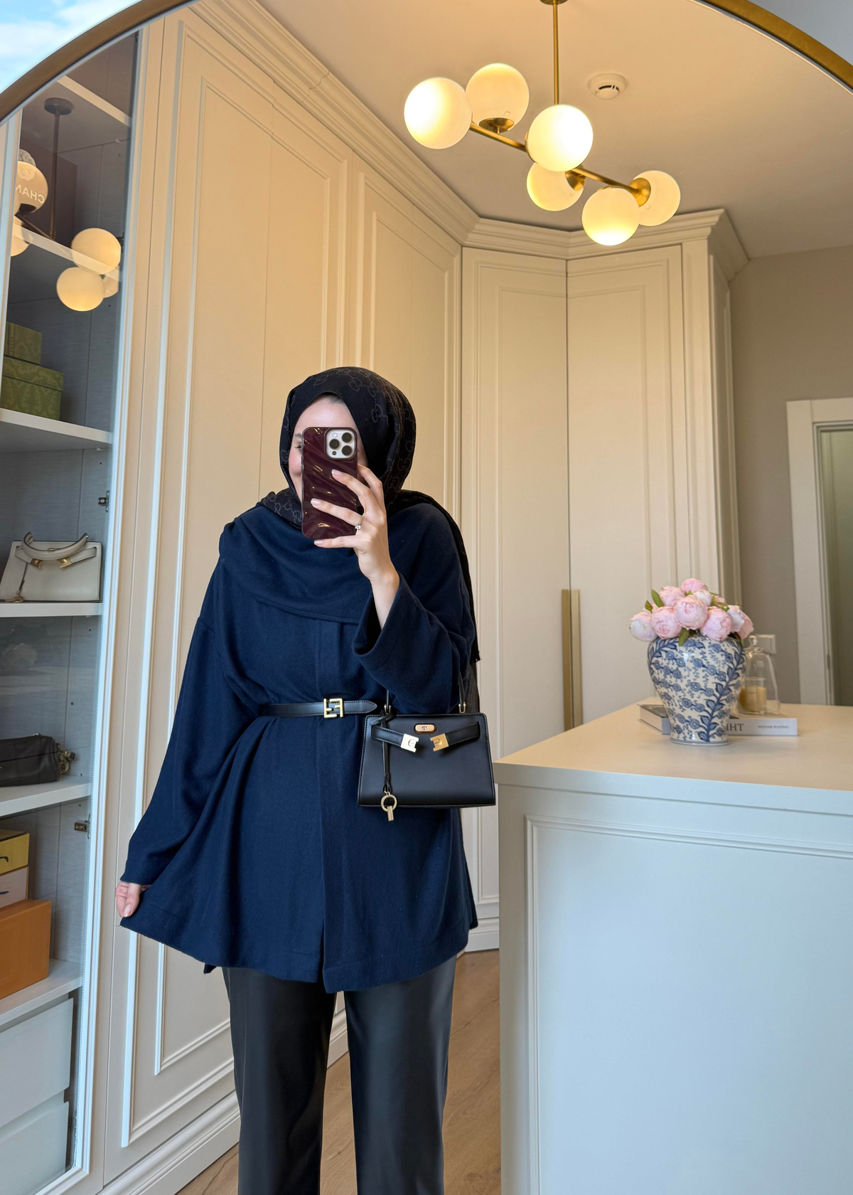 Şal Kapama Detaylı Hırka Lacivert