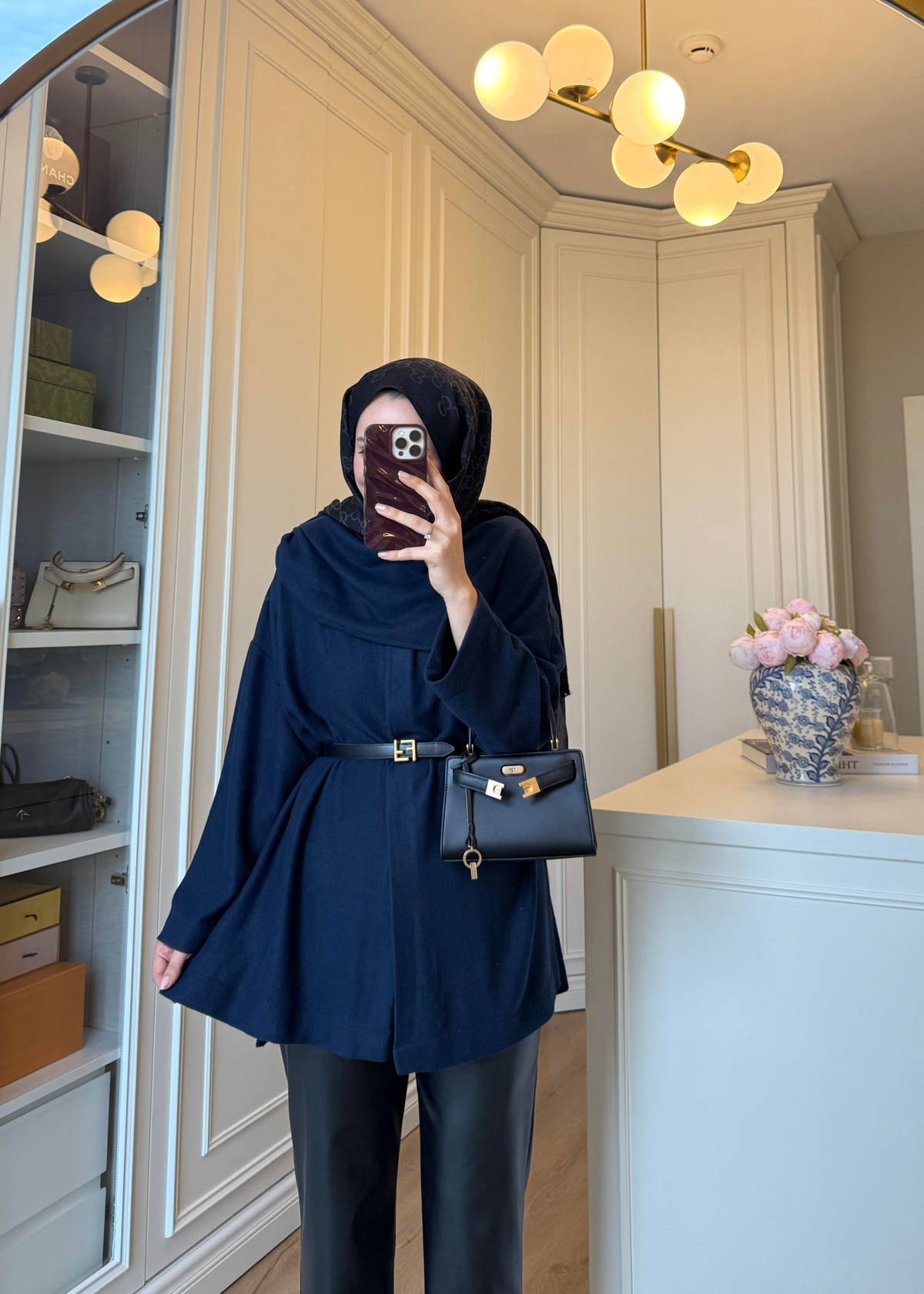 Şal Kapama Detaylı Hırka Lacivert