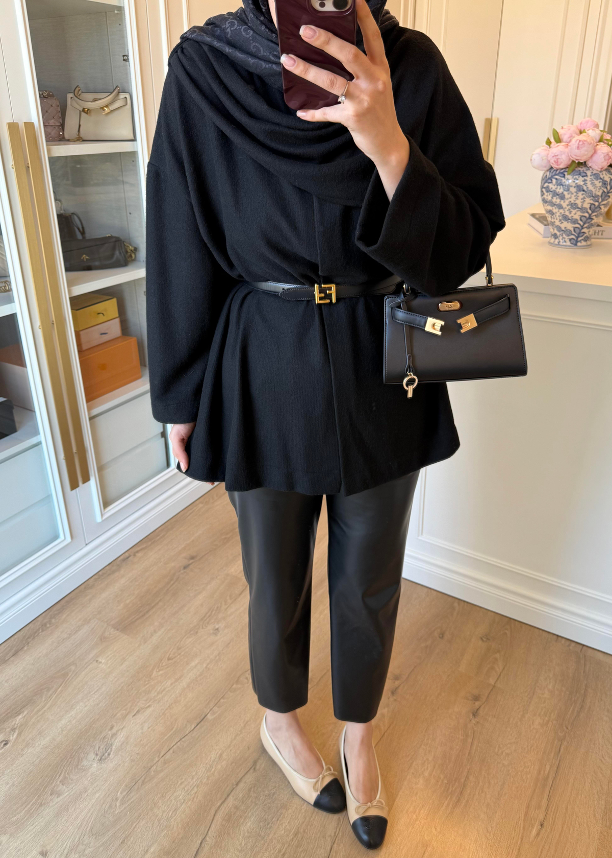 Şal Kapama Detaylı Hırka Siyah