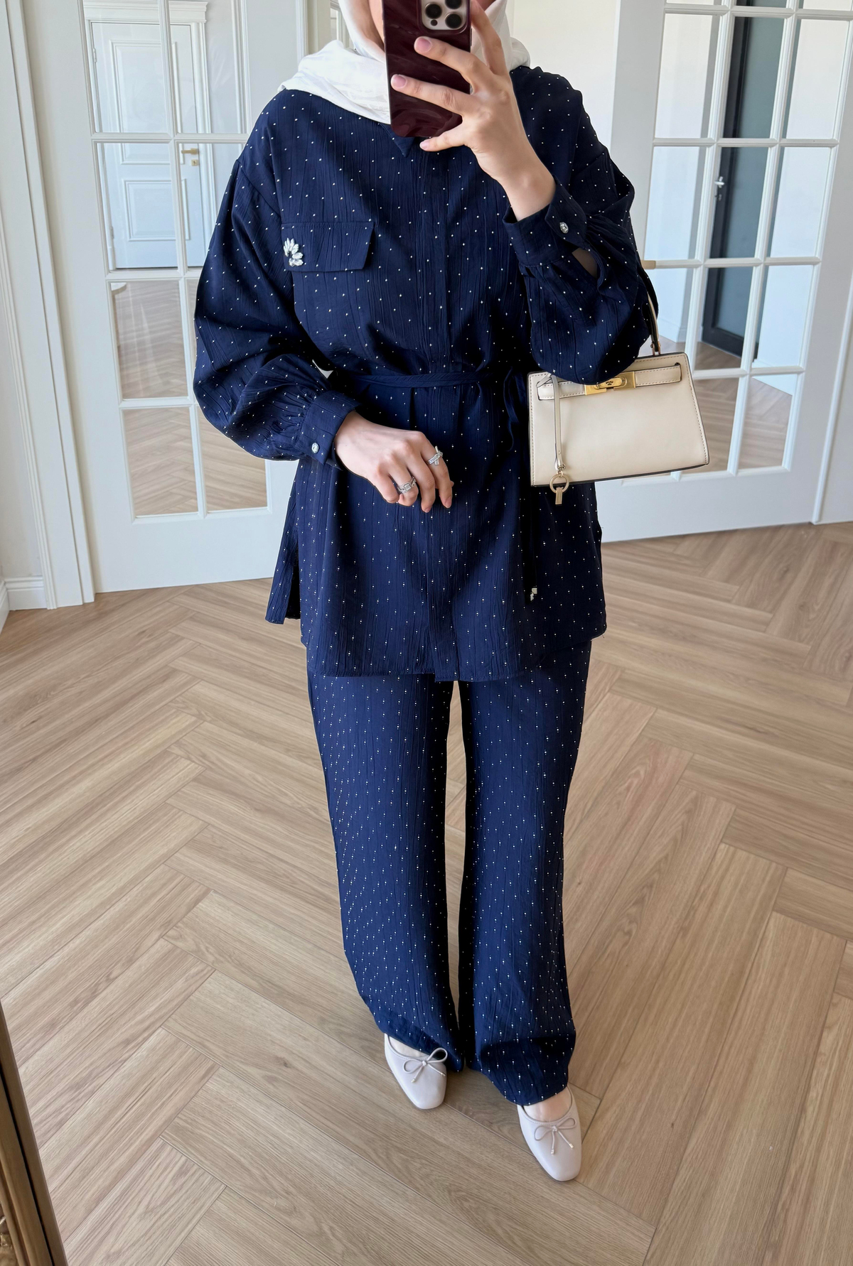 Sara Parıltılı Takım Lacivert 