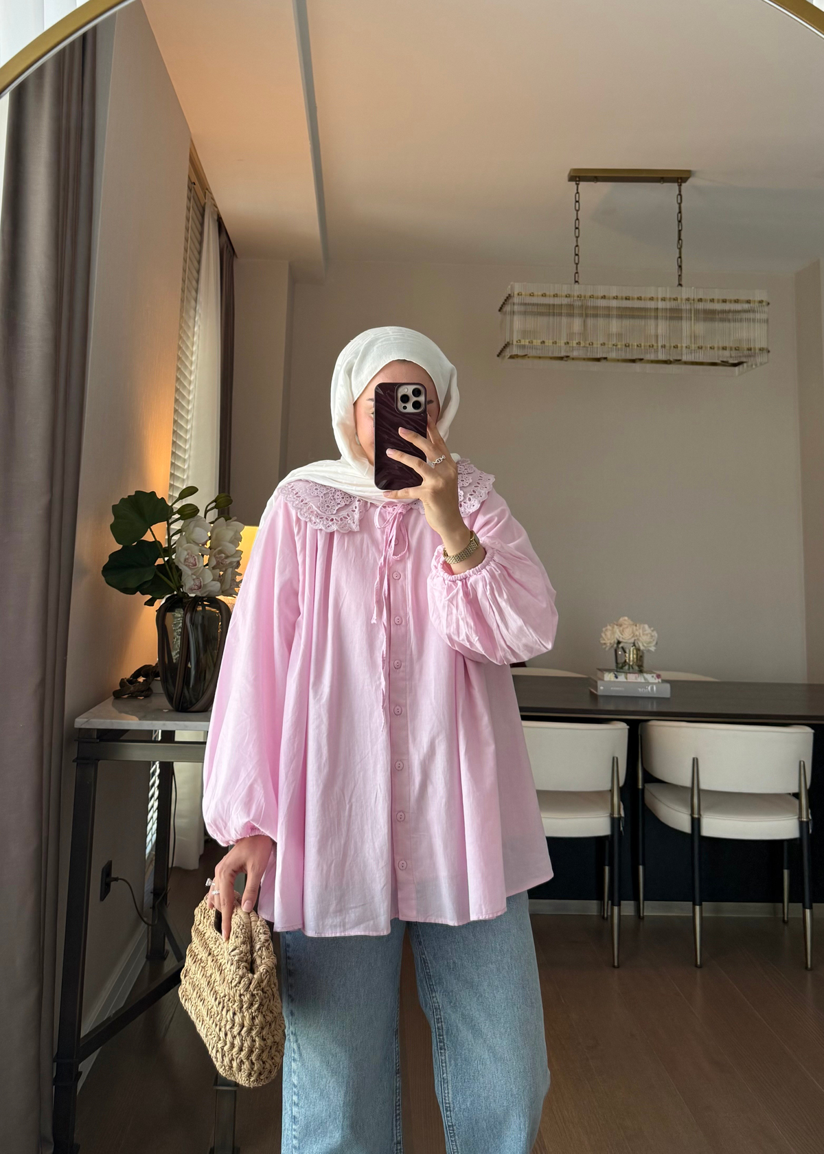 Seyyar Bebe Yaka Gömlek Pembe