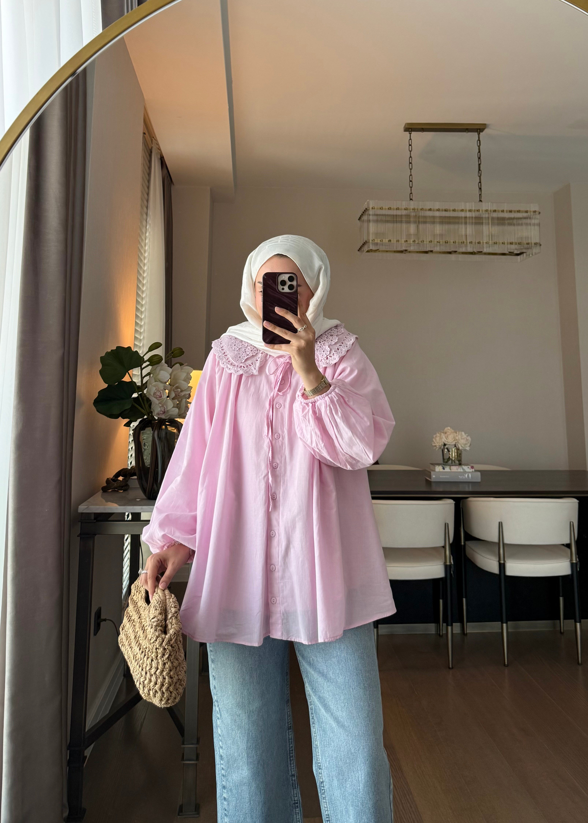 Seyyar Bebe Yaka Gömlek Pembe