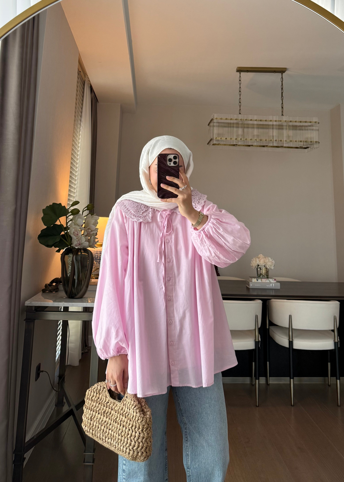 Seyyar Bebe Yaka Gömlek Pembe