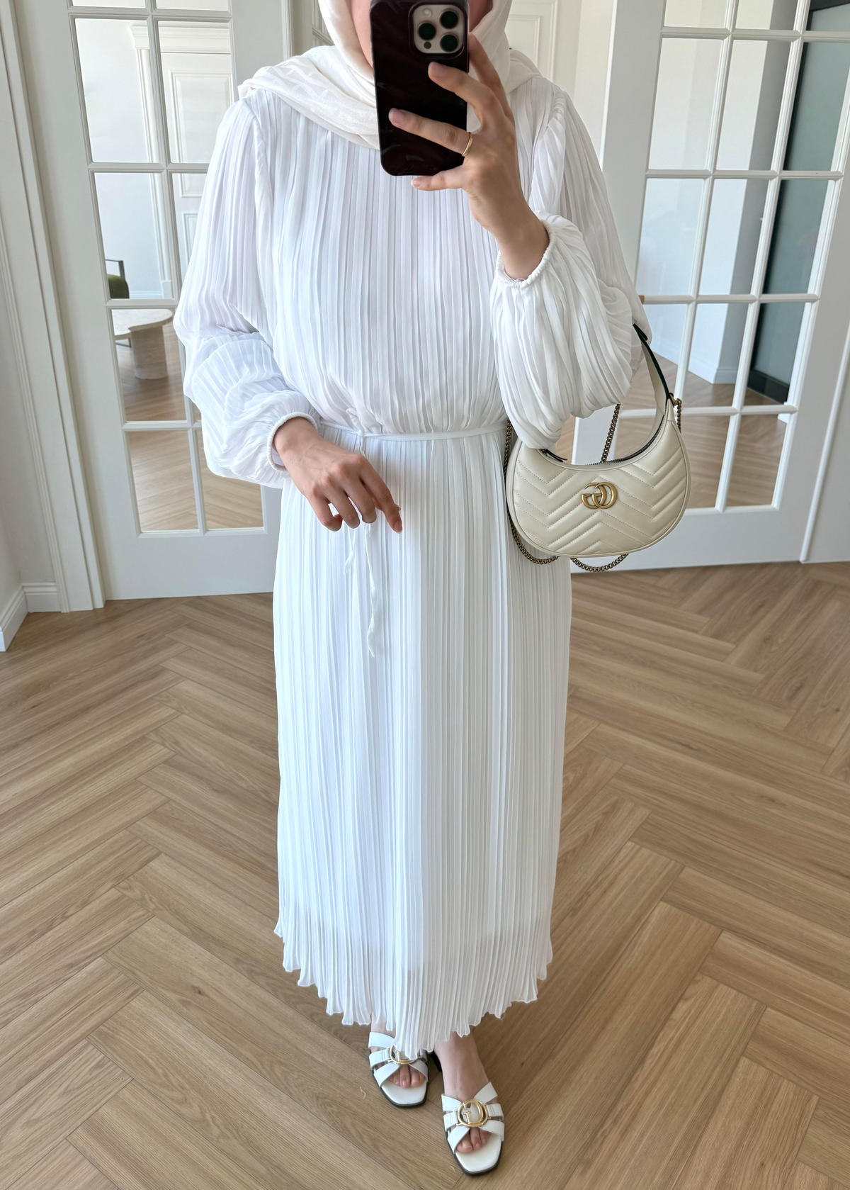 Soft Piliseli Elbise Ekru