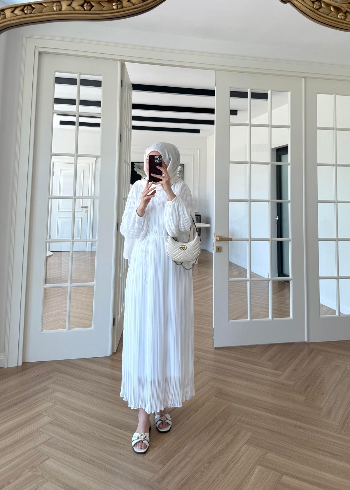 Soft Piliseli Elbise Ekru