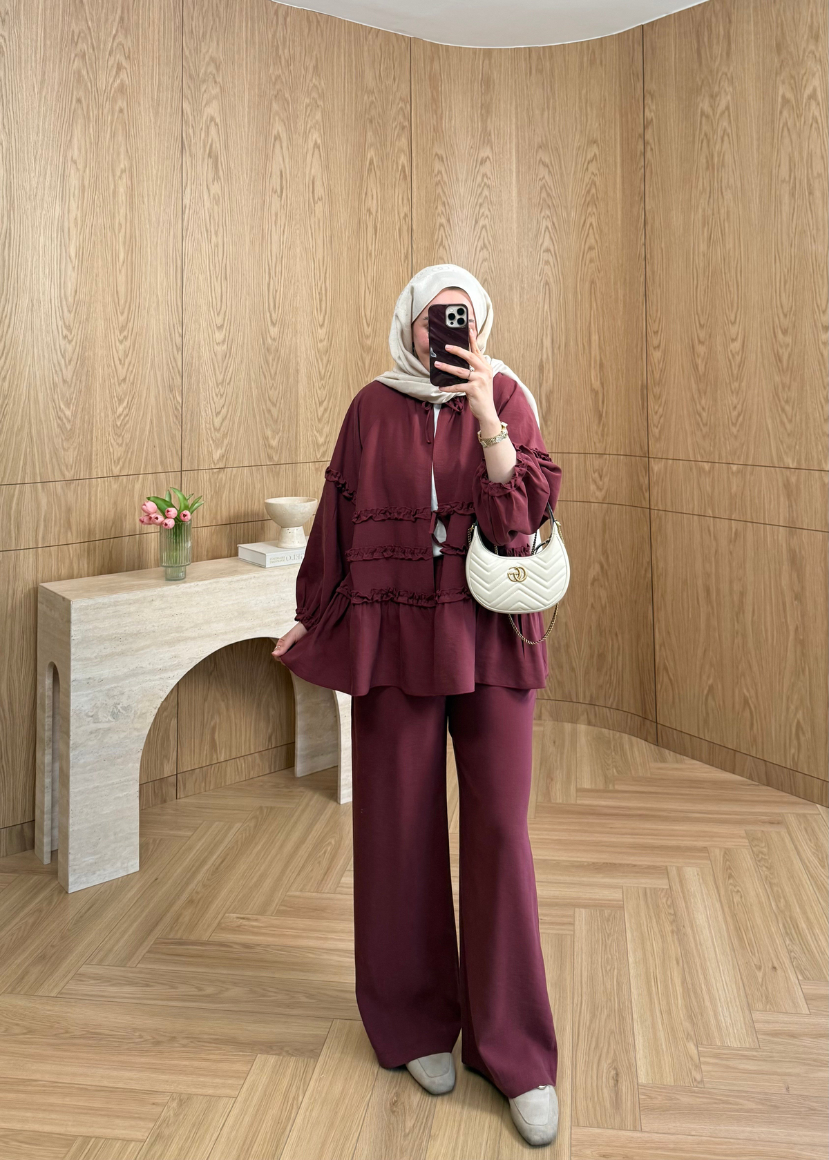 Softline Fırfır Takım Mürdüm