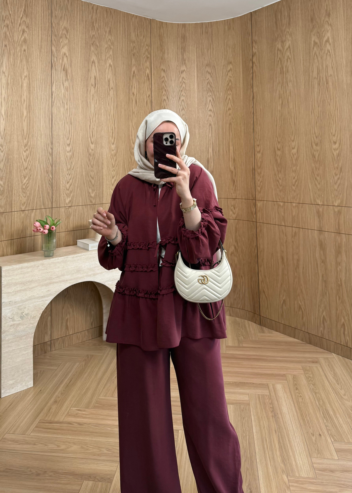 Softline Fırfır Takım Mürdüm