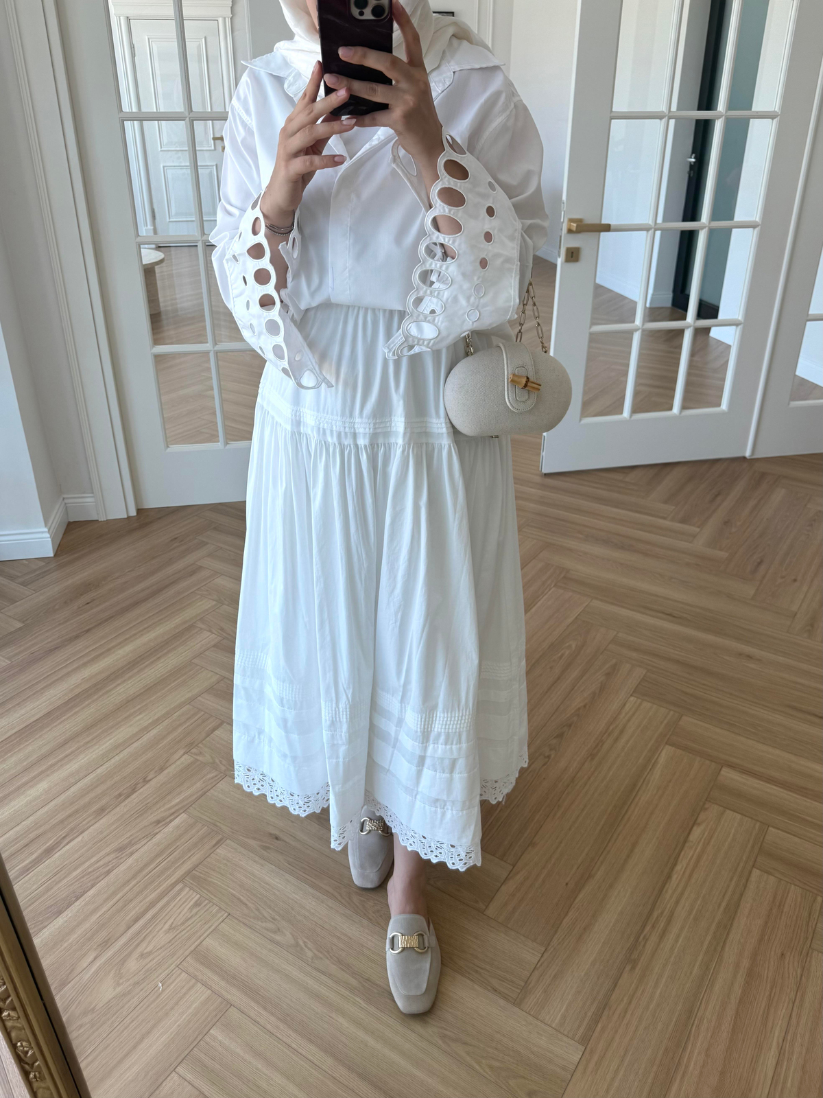 Stila Dantel Detay Etek Ekru