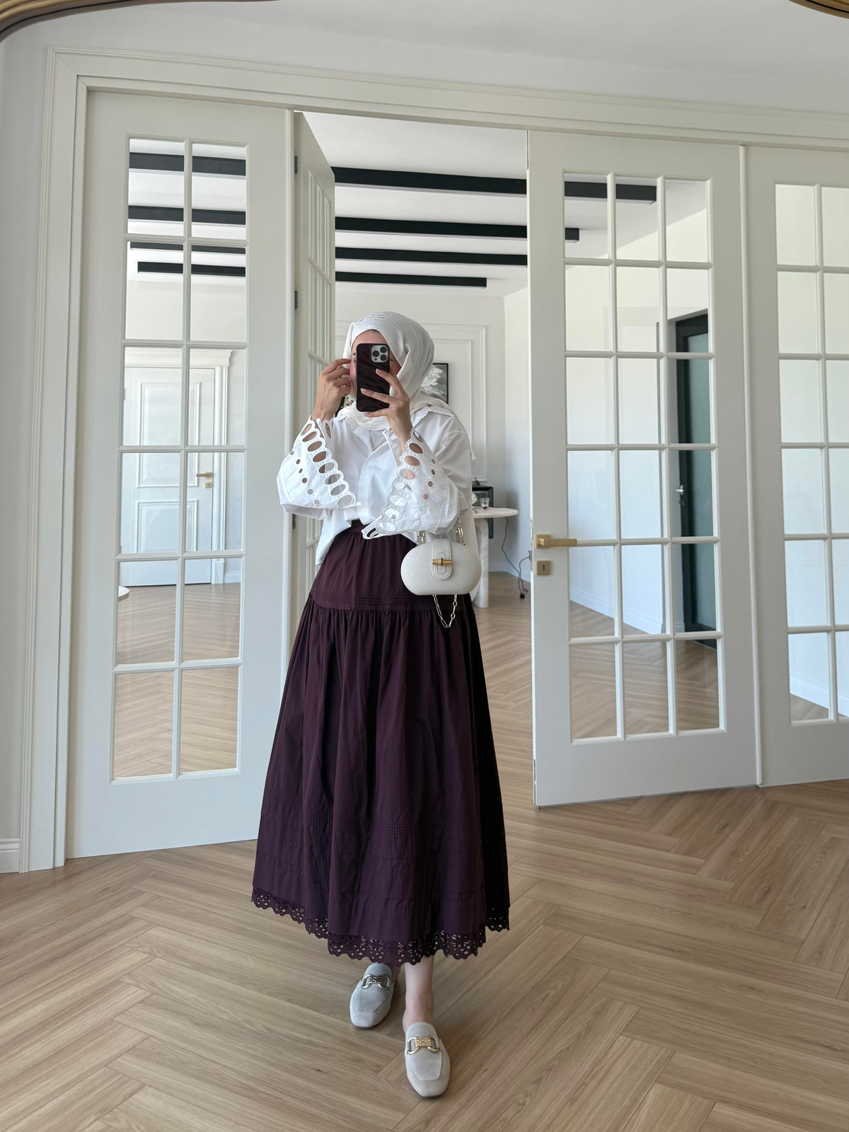 Stila Dantel Detay Etek Mürdüm