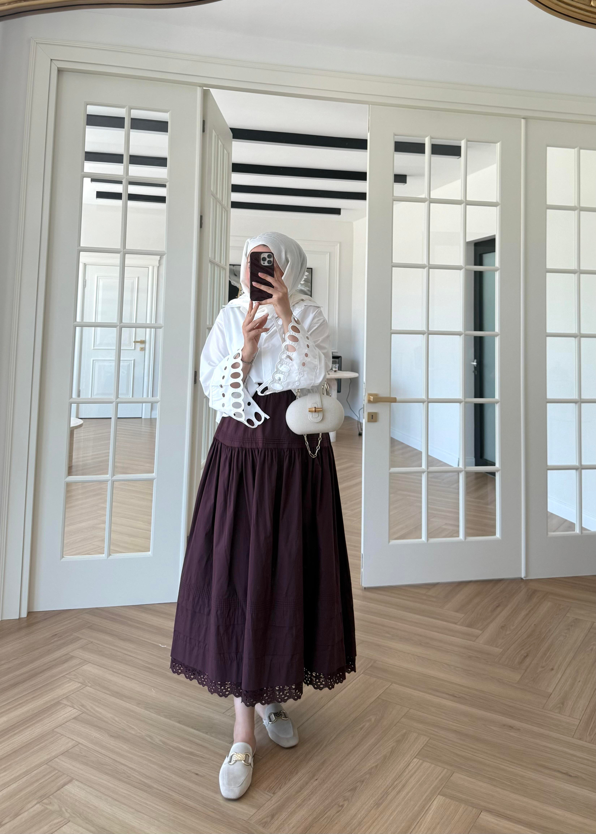 Stila Dantel Detay Etek Mürdüm