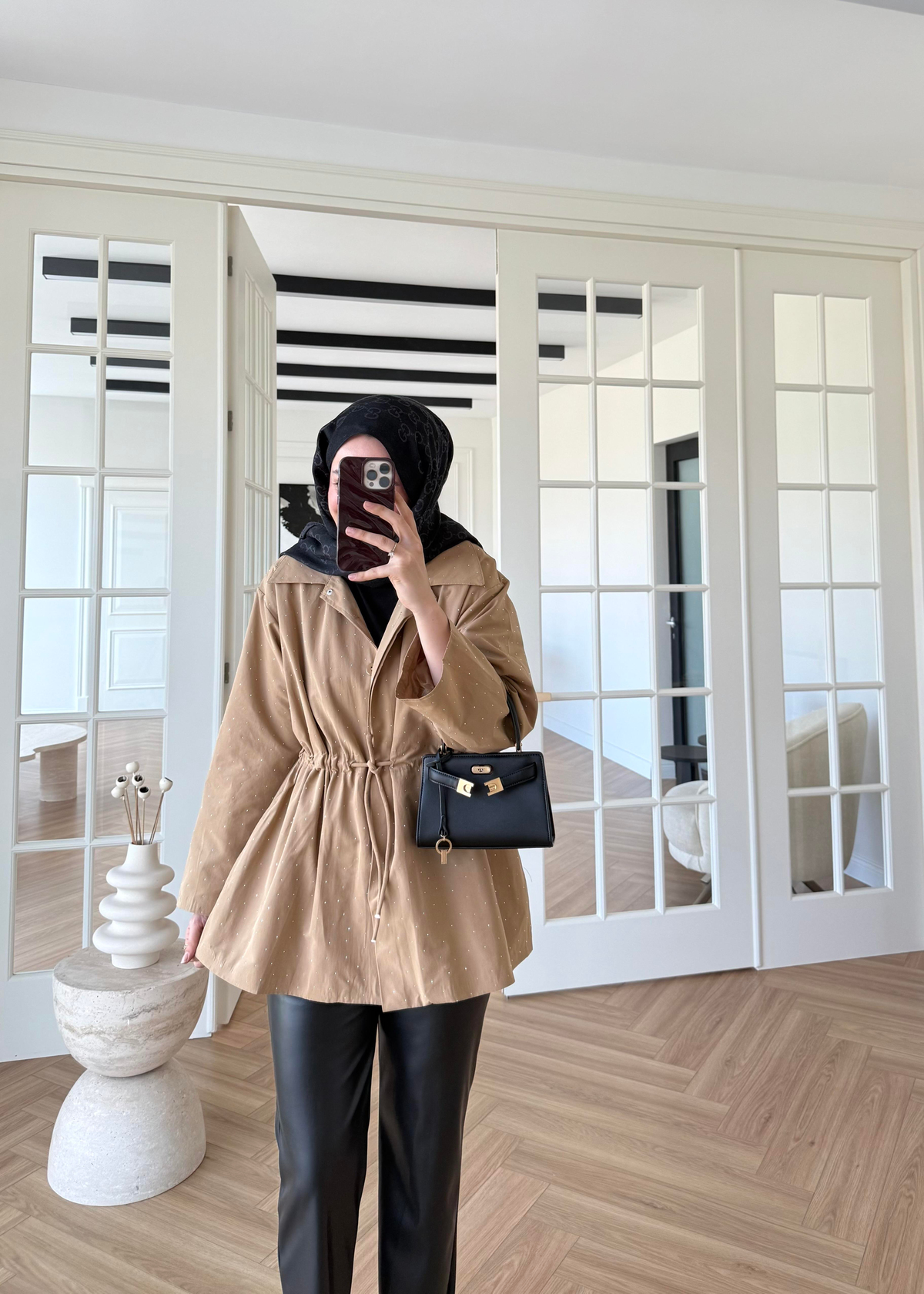 Taşlı Trenç Camel