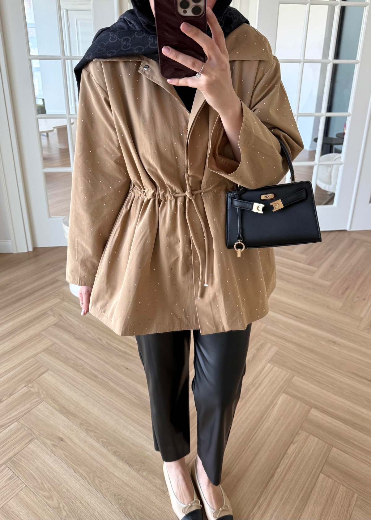 Taşlı Trenç Camel