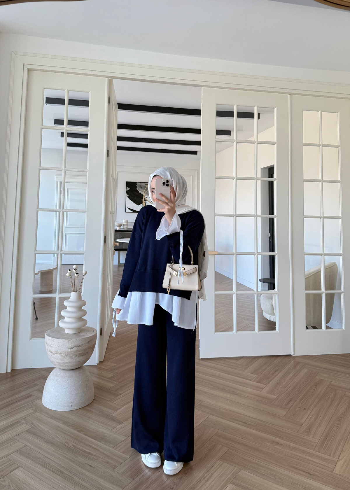 Triko Gömlek Detaylı Takım Lacivert