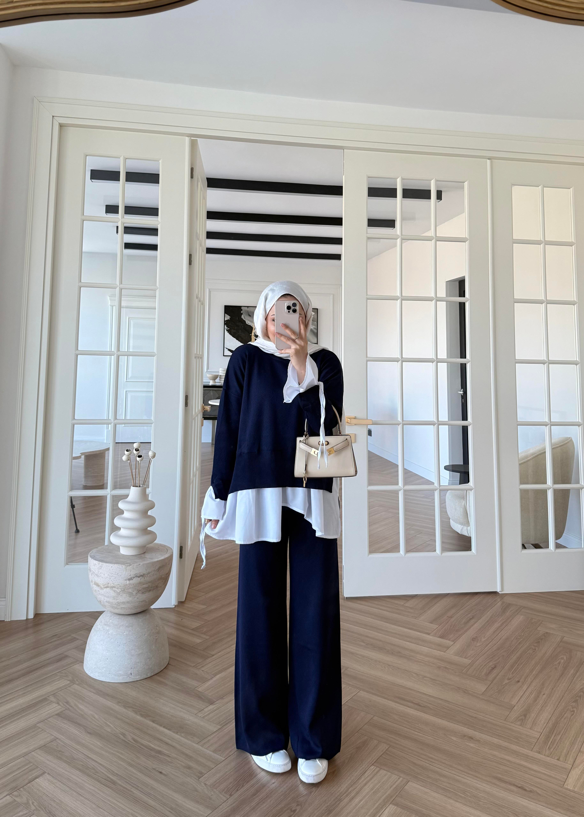 Triko Gömlek Detaylı Takım Lacivert