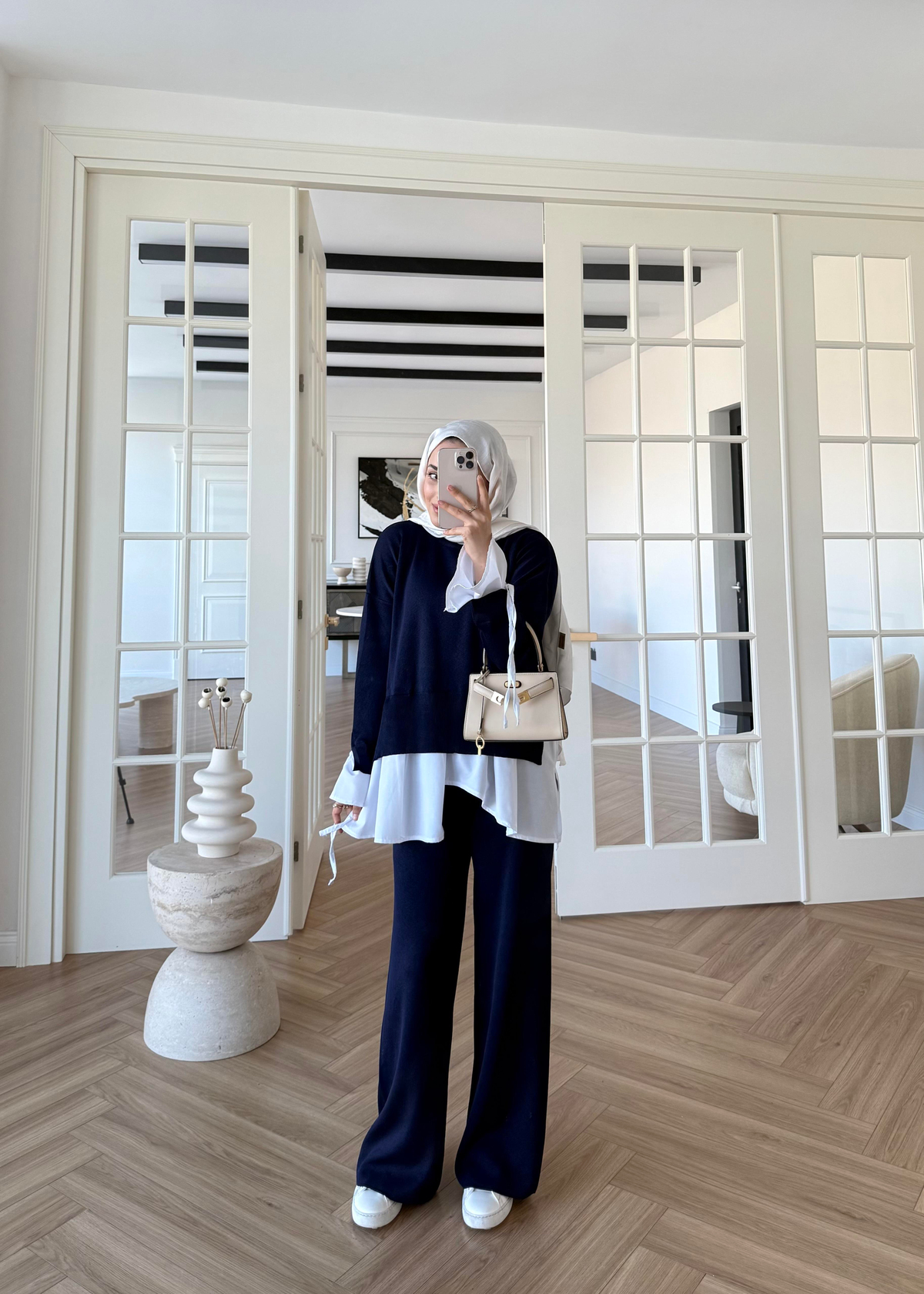 Triko Gömlek Detaylı Takım Lacivert