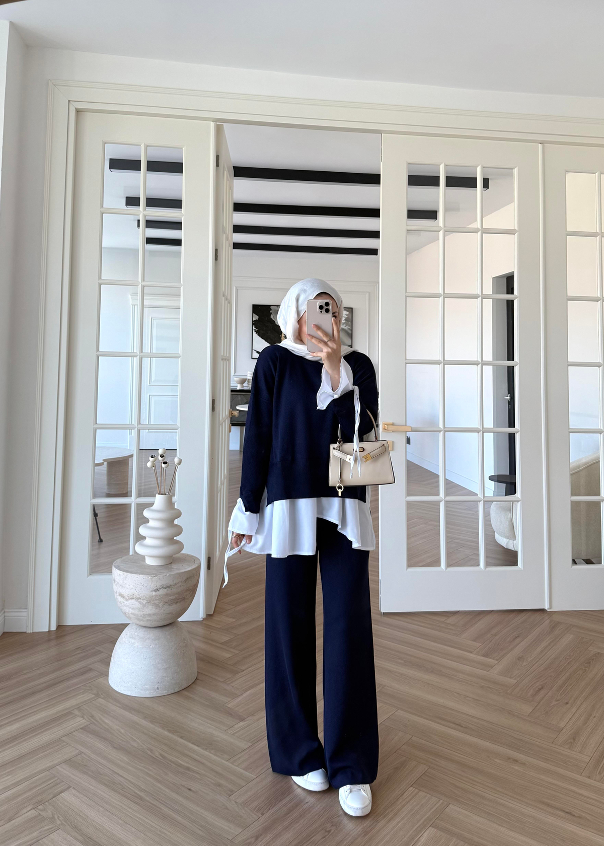 Triko Gömlek Detaylı Takım Lacivert