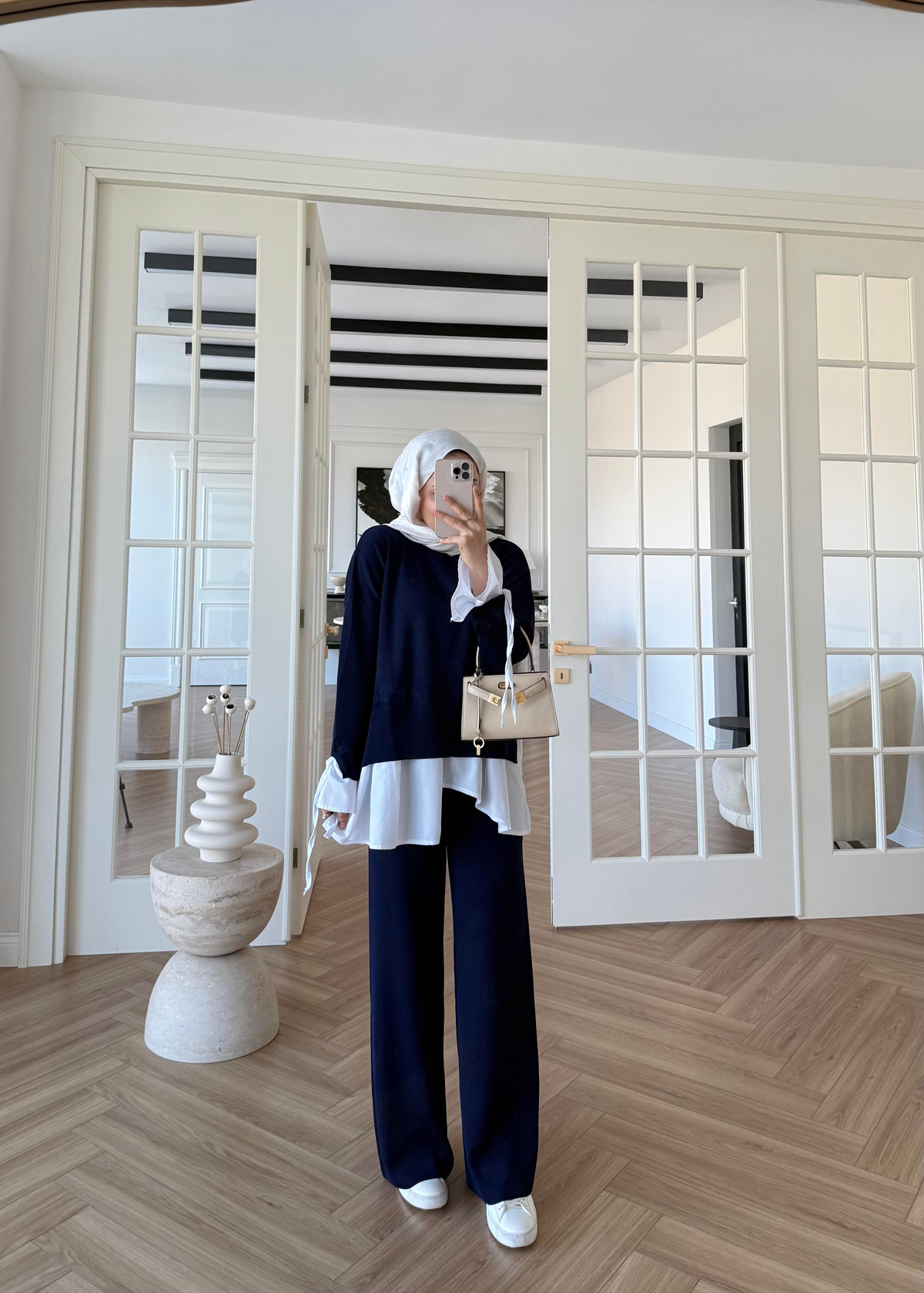 Triko Gömlek Detaylı Takım Lacivert