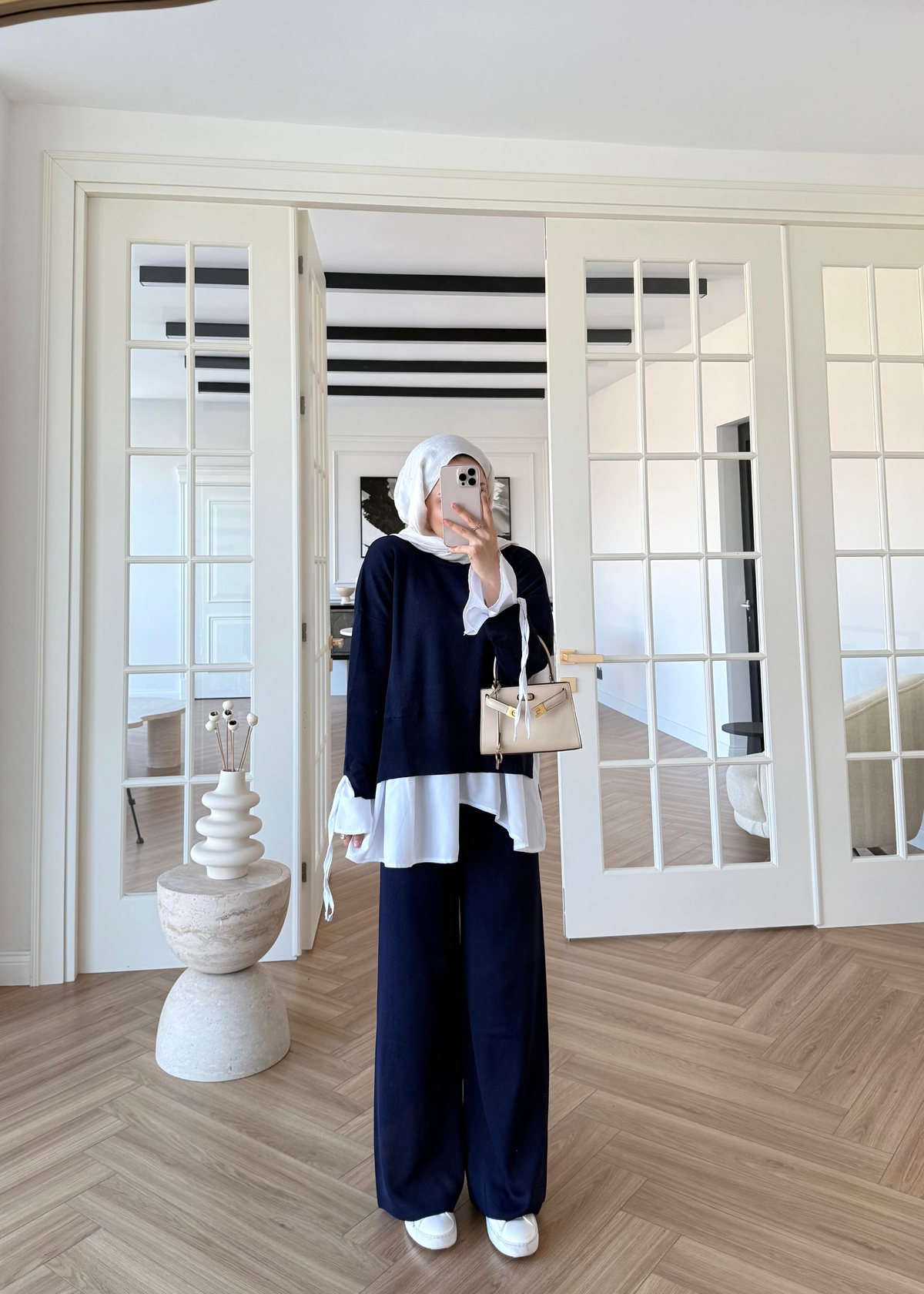 Triko Gömlek Detaylı Takım Lacivert