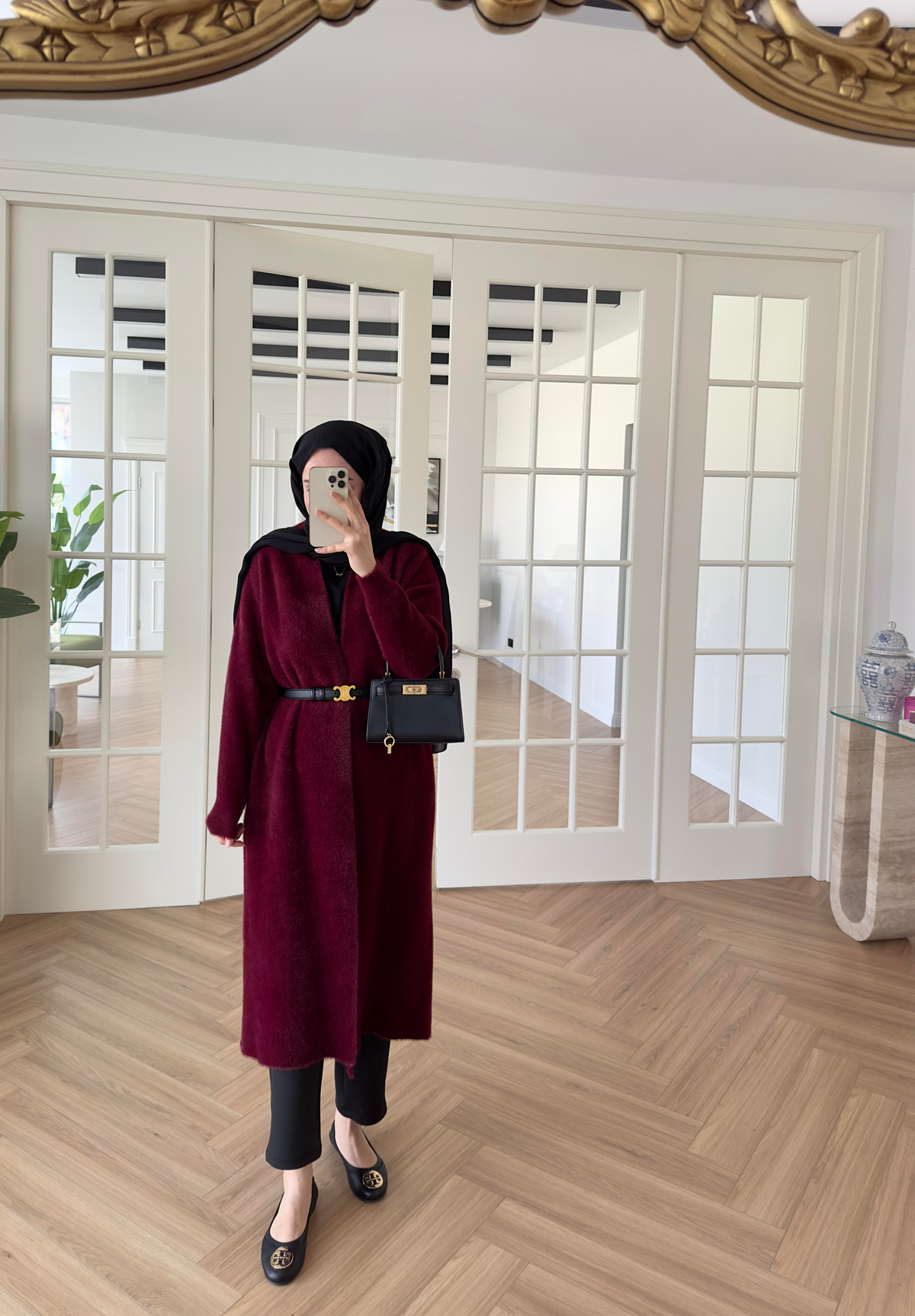 Uzun Angora Hırka Bordo