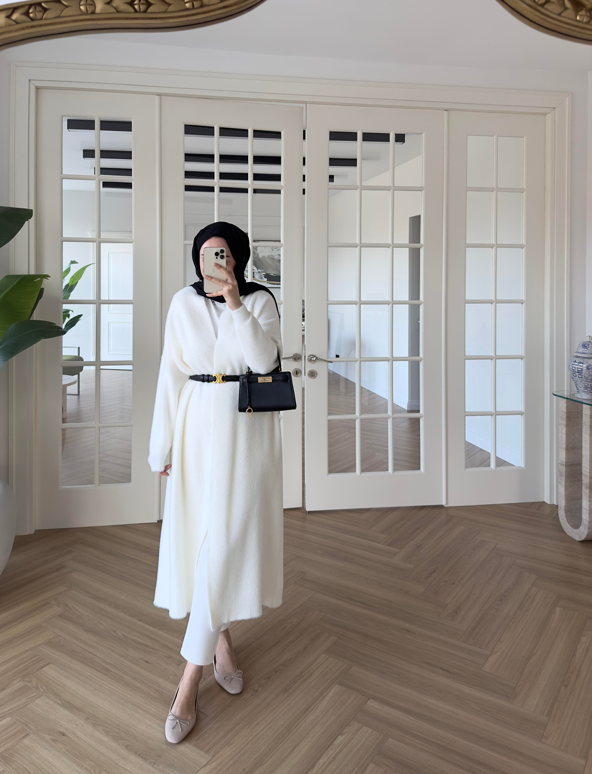 Uzun Angora Hırka Ekru