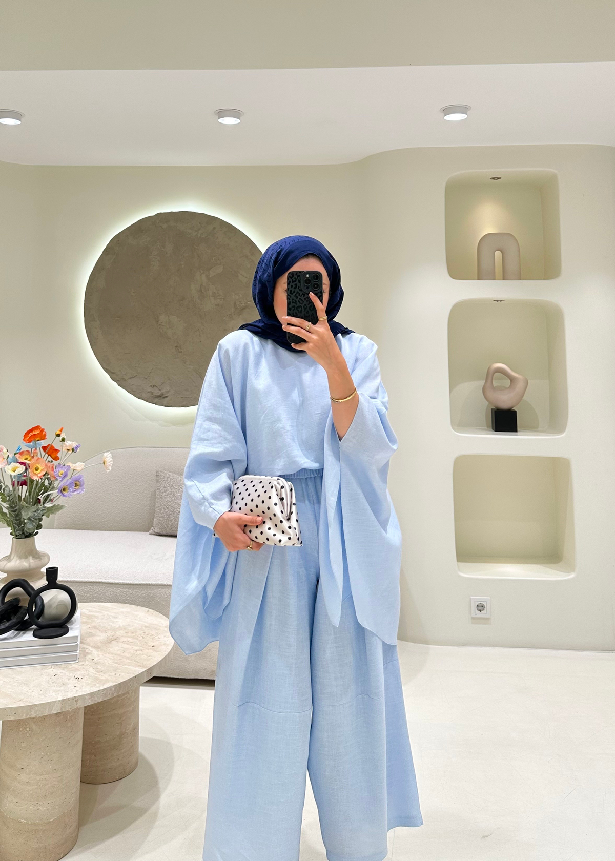 Valeria Premium Keten Takım Bebe Mavisi