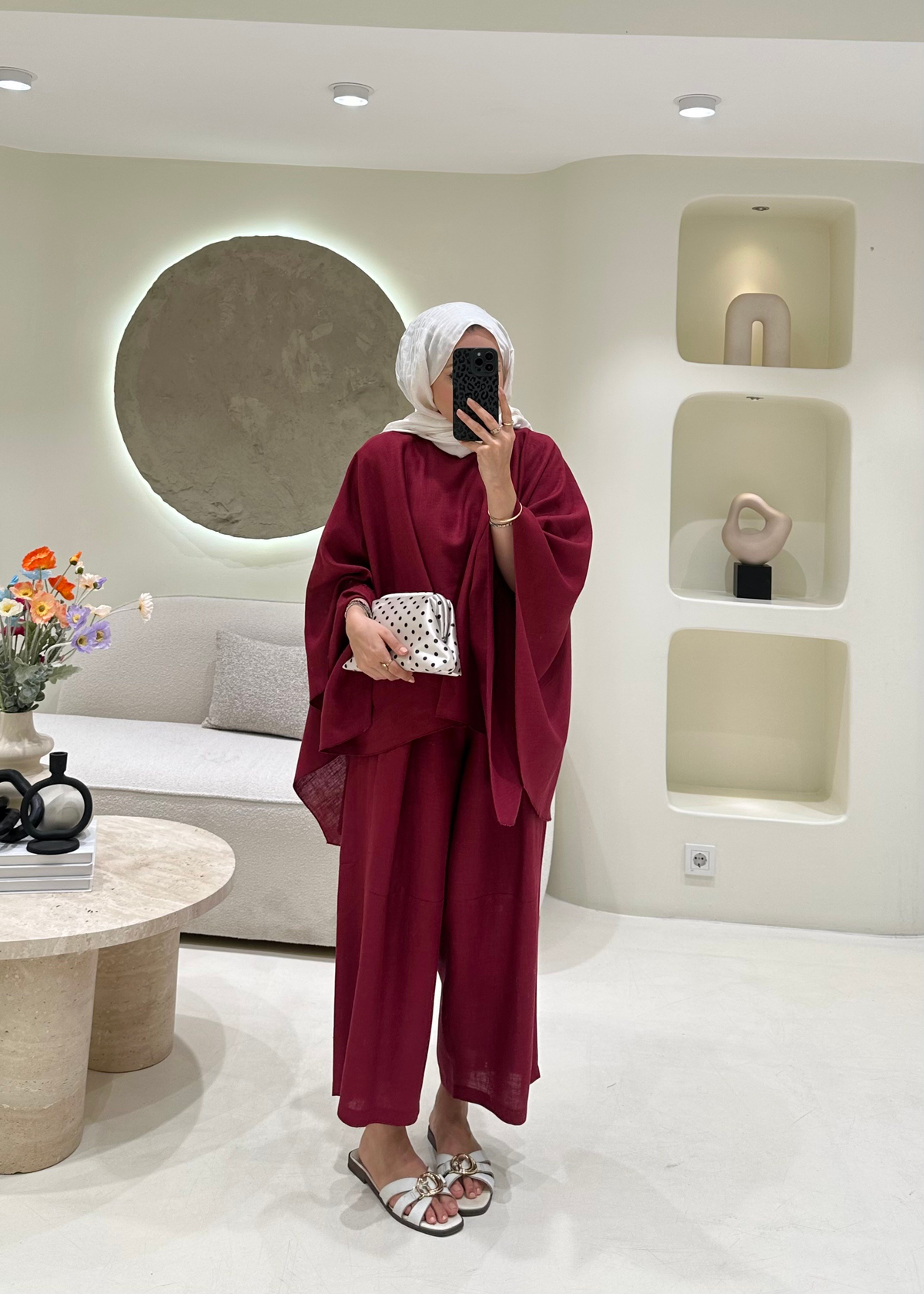 Valeria Premium Keten Takım Bordo