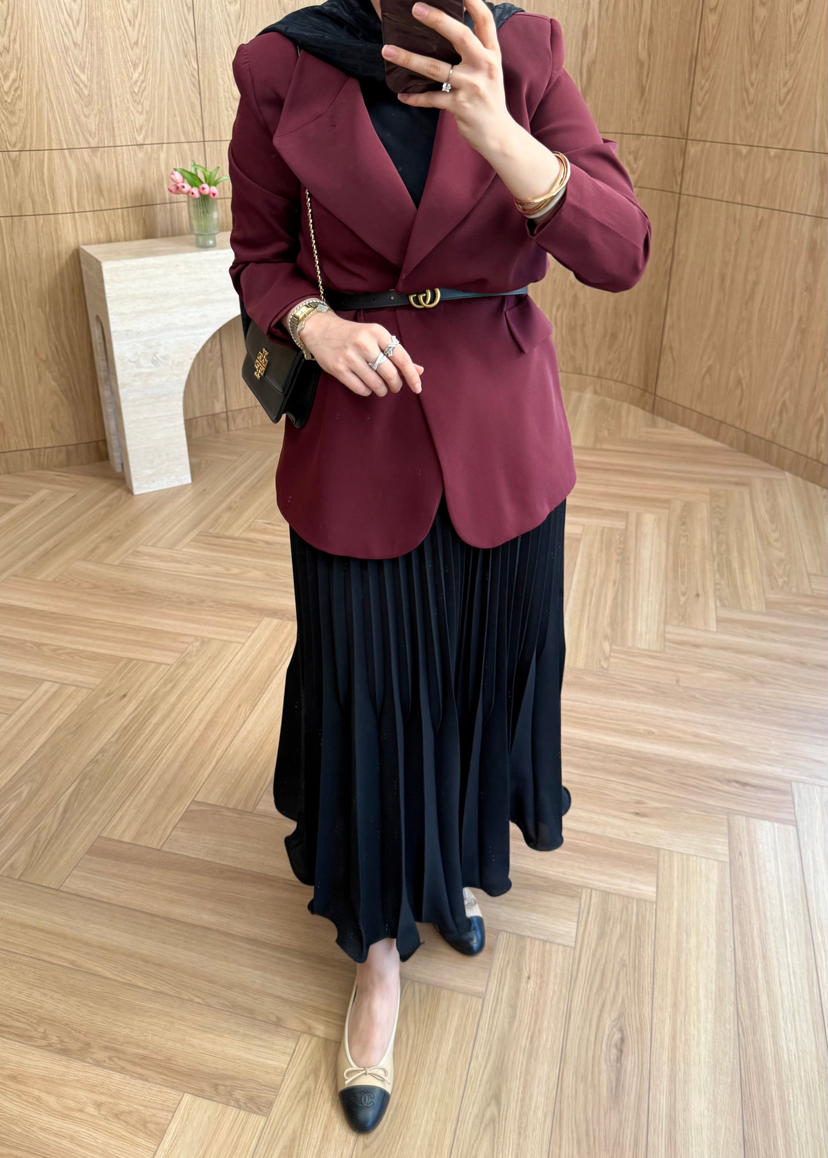 ZR Model Tek Düğmeli Blazer Bordo