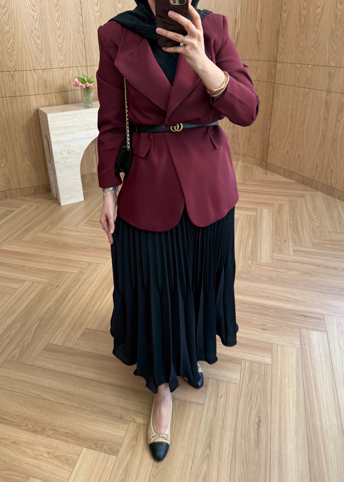 ZR Model Tek Düğmeli Blazer Bordo