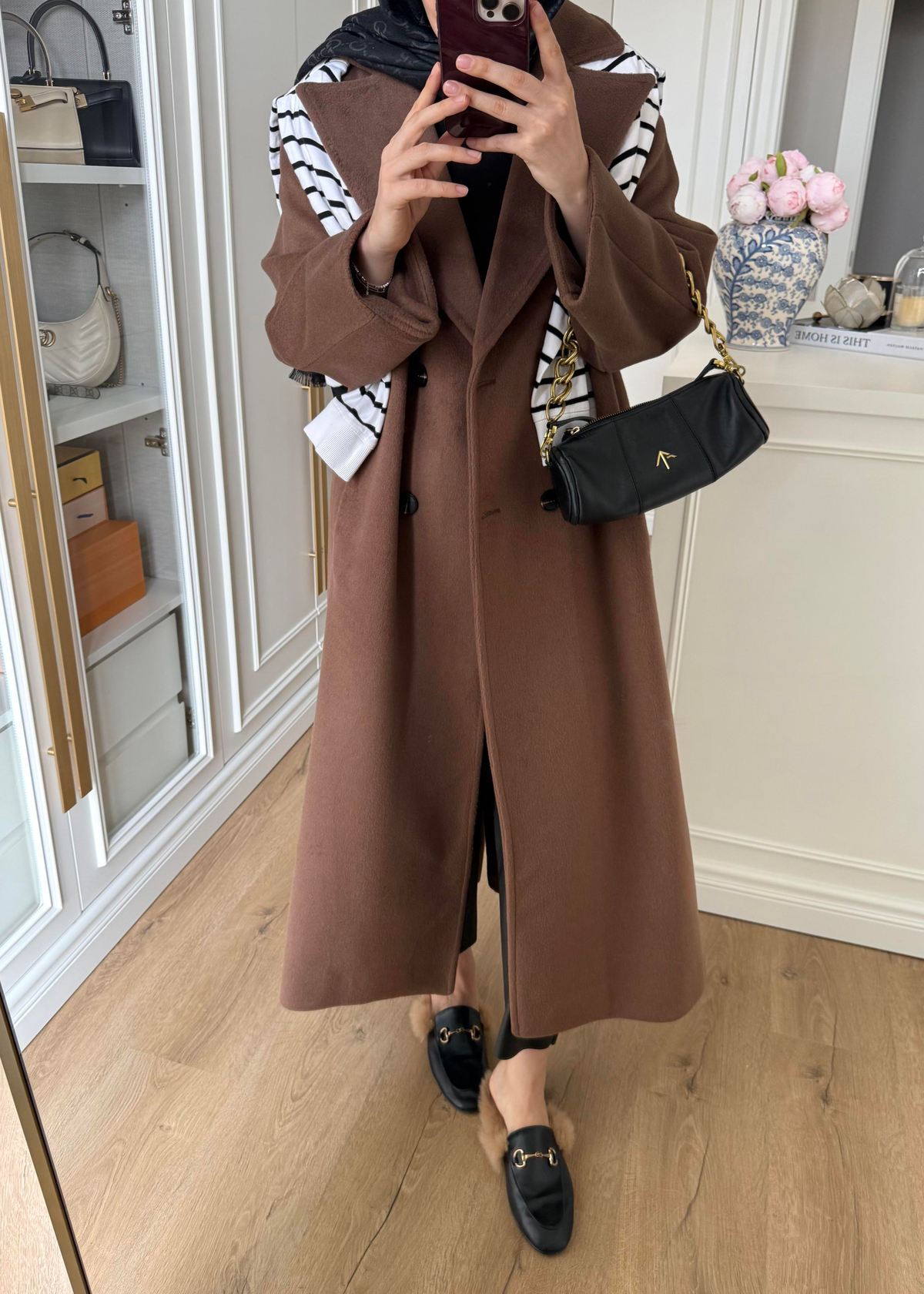 ZR Muadili Oversize Kaşe Kaban Kahverengi