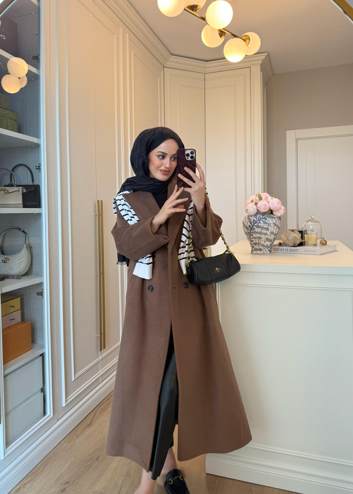 ZR Muadili Oversize Kaşe Kaban Kahverengi