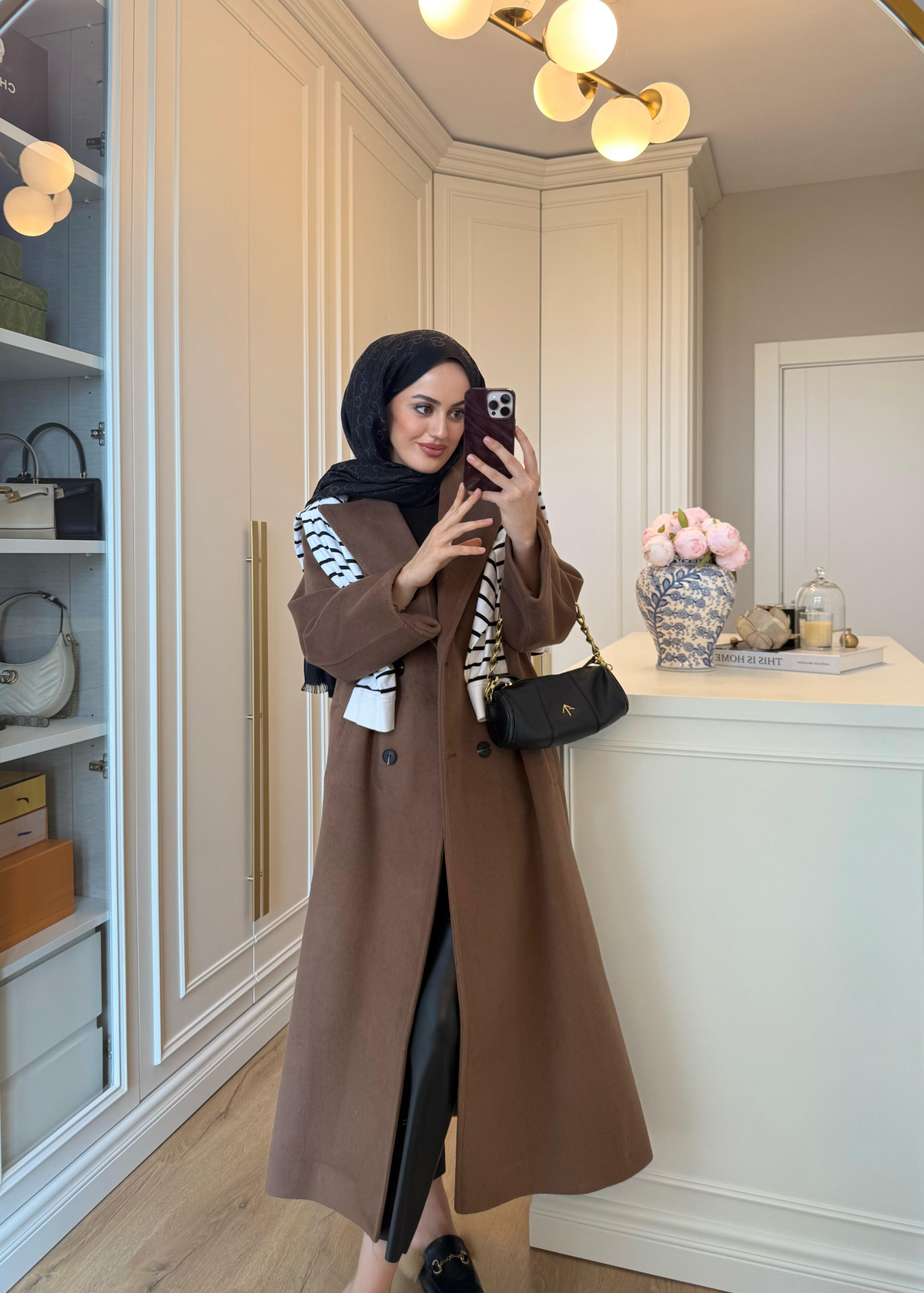 ZR Muadili Oversize Kaşe Kaban Kahverengi